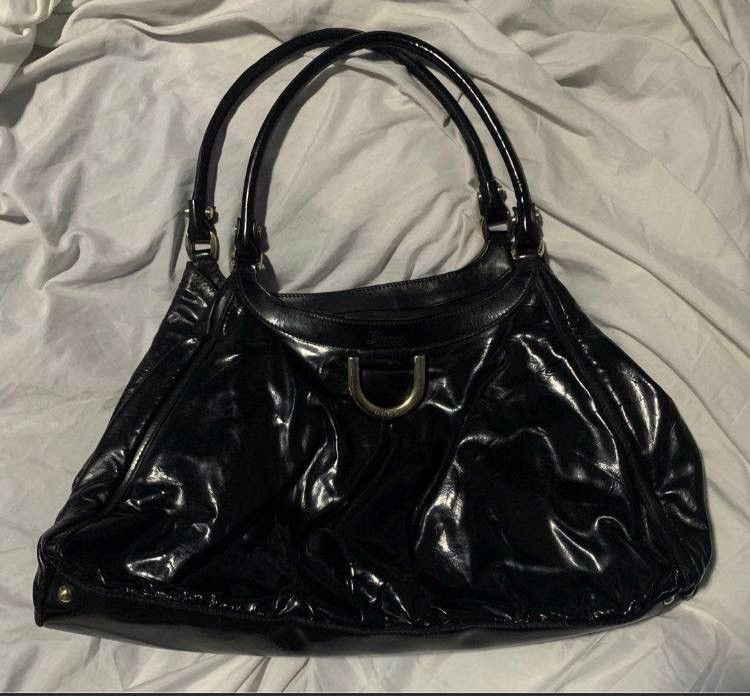 Gucci Gucci Patent D Gold Large Shoulder Bag Size ONE SIZE - 1 Thumbnail