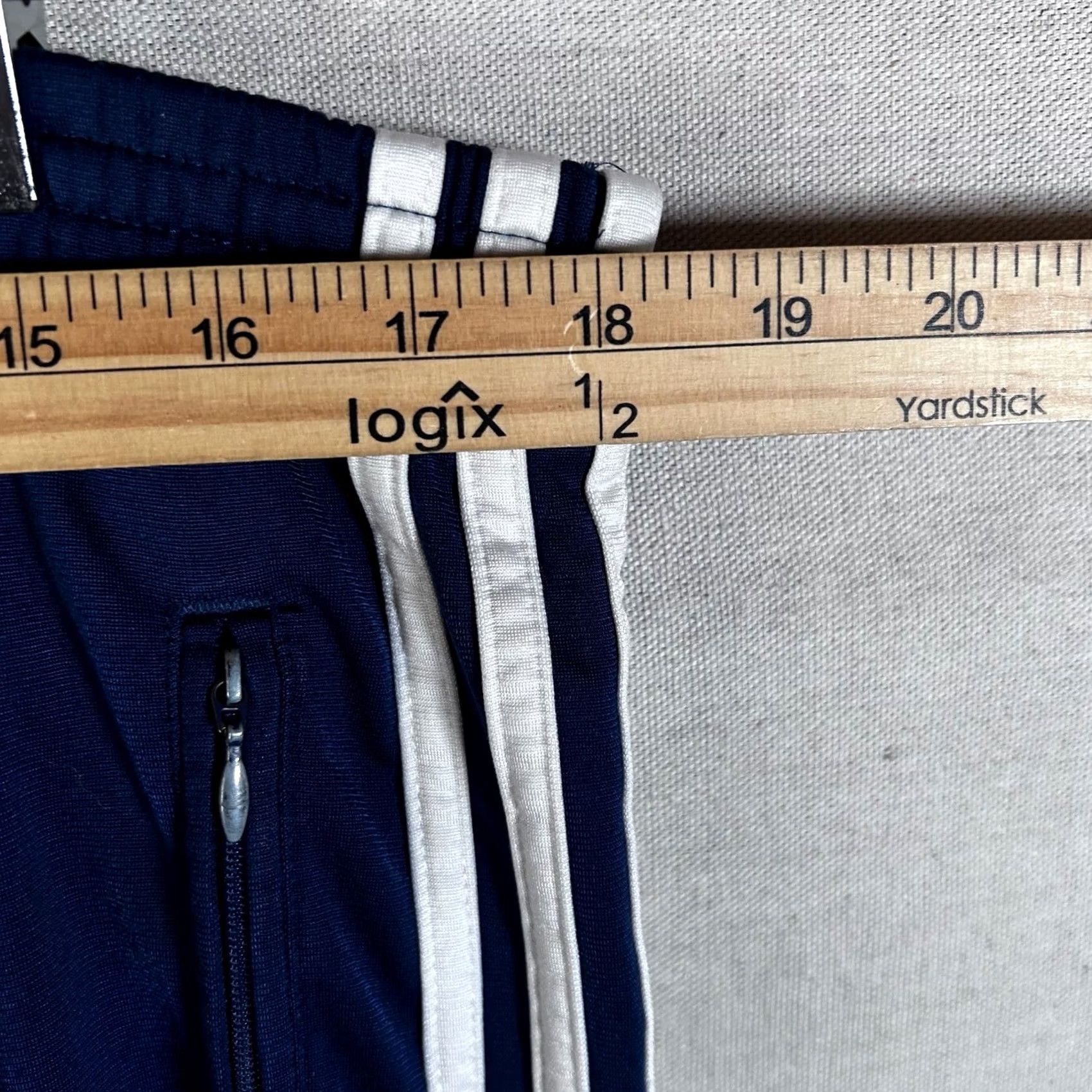 Adidas VINTAGE Adidas Tear Away Track Pants Mens Large Navy Blue White Stripe Snap Side Size US 33 - 5 Thumbnail
