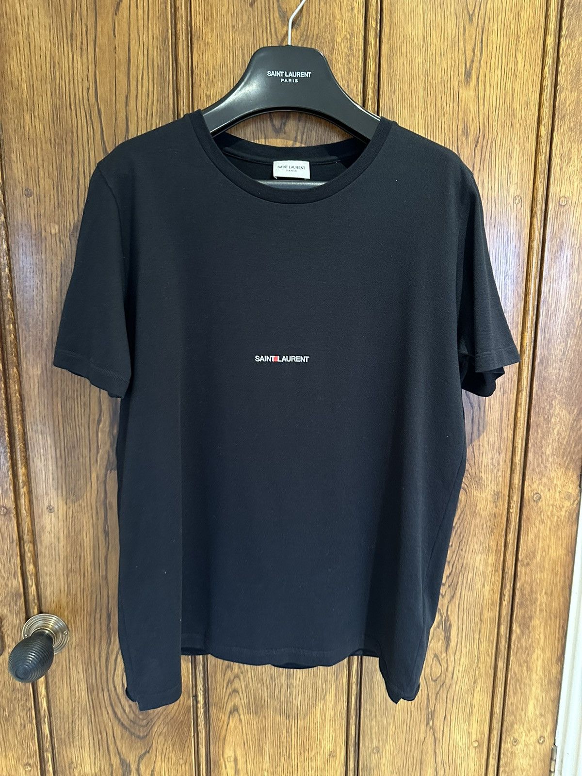 Saint Laurent Paris $550 Saint Laurent Rive Gauche black logo t shirt M Size US M / EU 48-50 / 2 - 2 Thumbnail