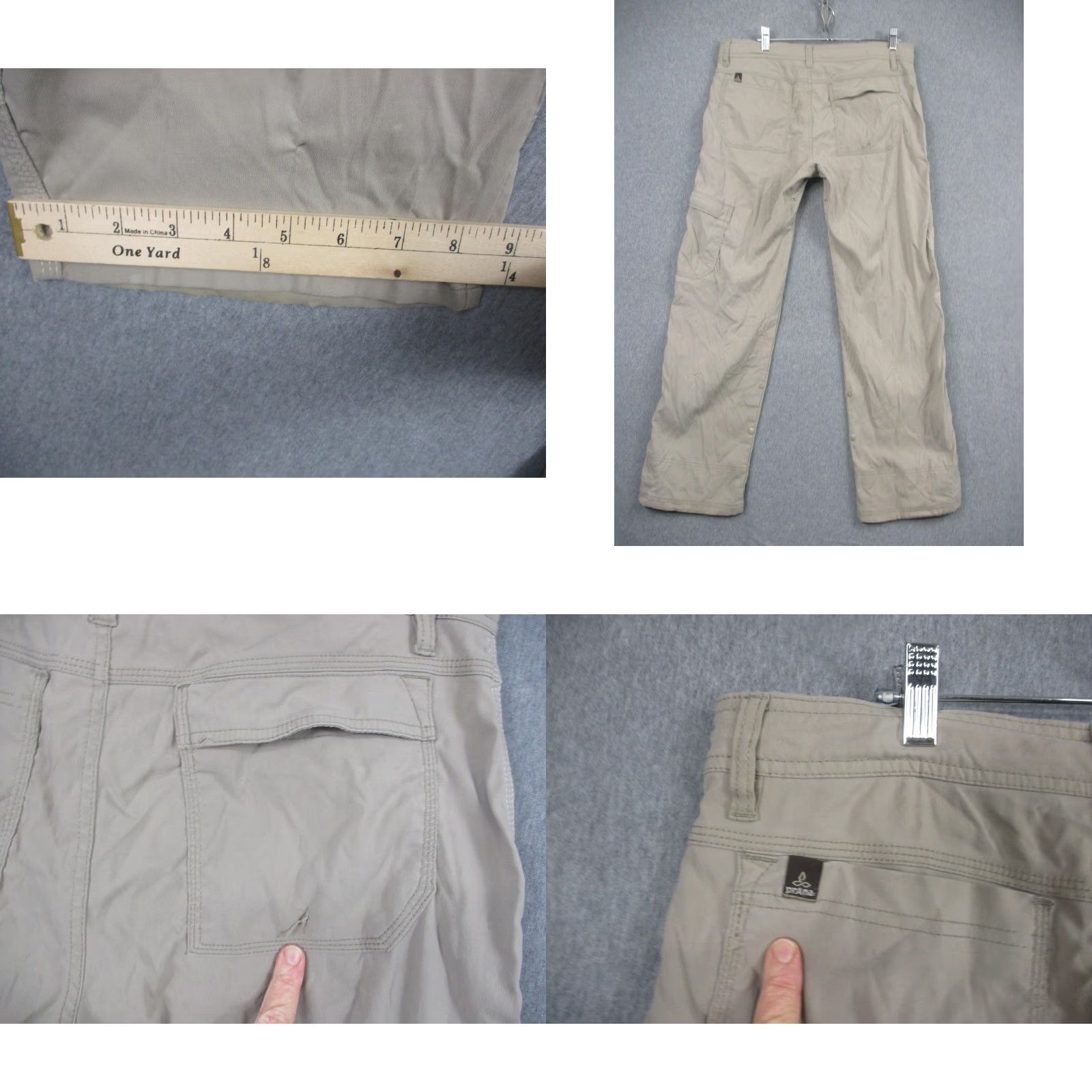 Prana PrAna Pants Mens 30x30 Beige Cargo Nylon Stretch Quick Dry Outdoor Travel Size US 30 / EU 46 - 8 Thumbnail