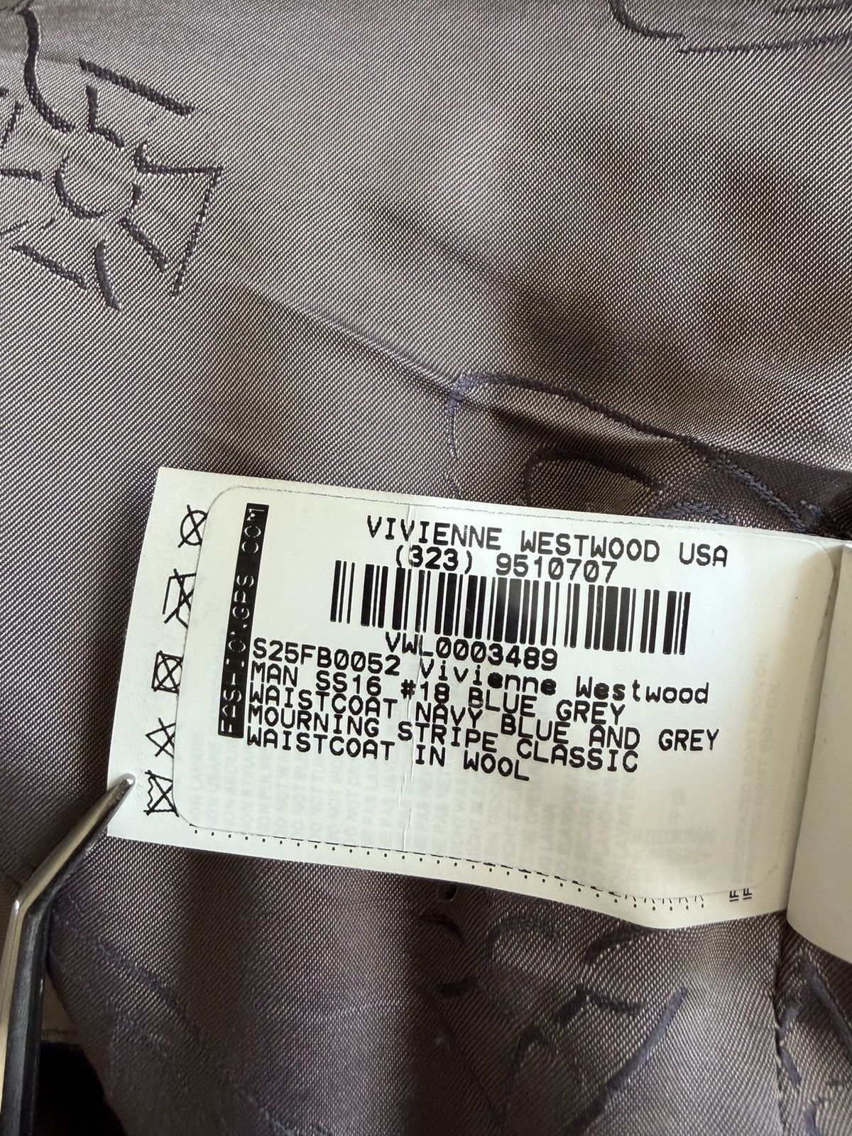 Vivienne Westwood Mourning Stripe Waistcoat Size 48R - 8 Thumbnail
