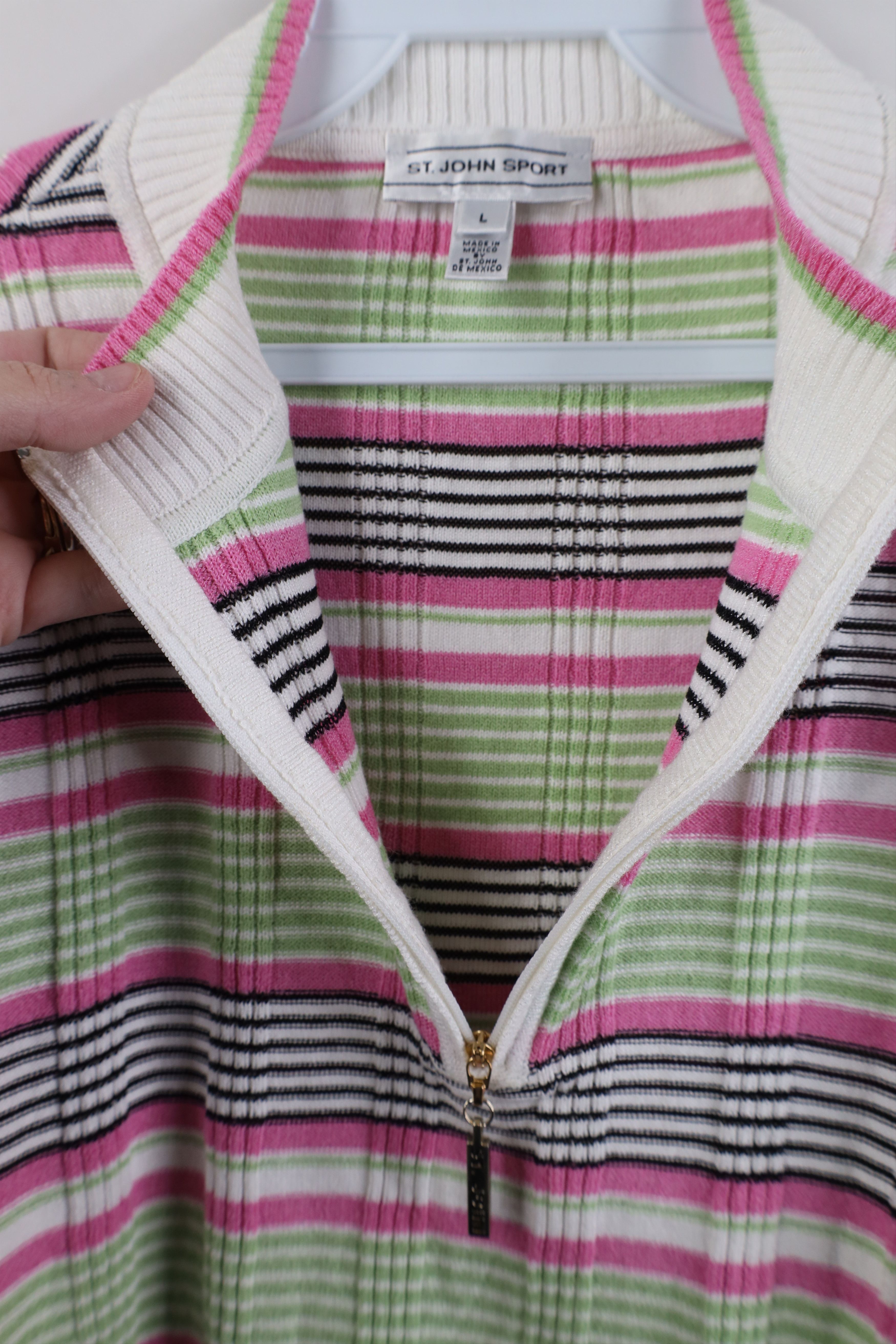 St. John Vintage St John Sport Ribbed Knit Half Zip Sweater Plaid Size L / US 10 / IT 46 - 7 Thumbnail