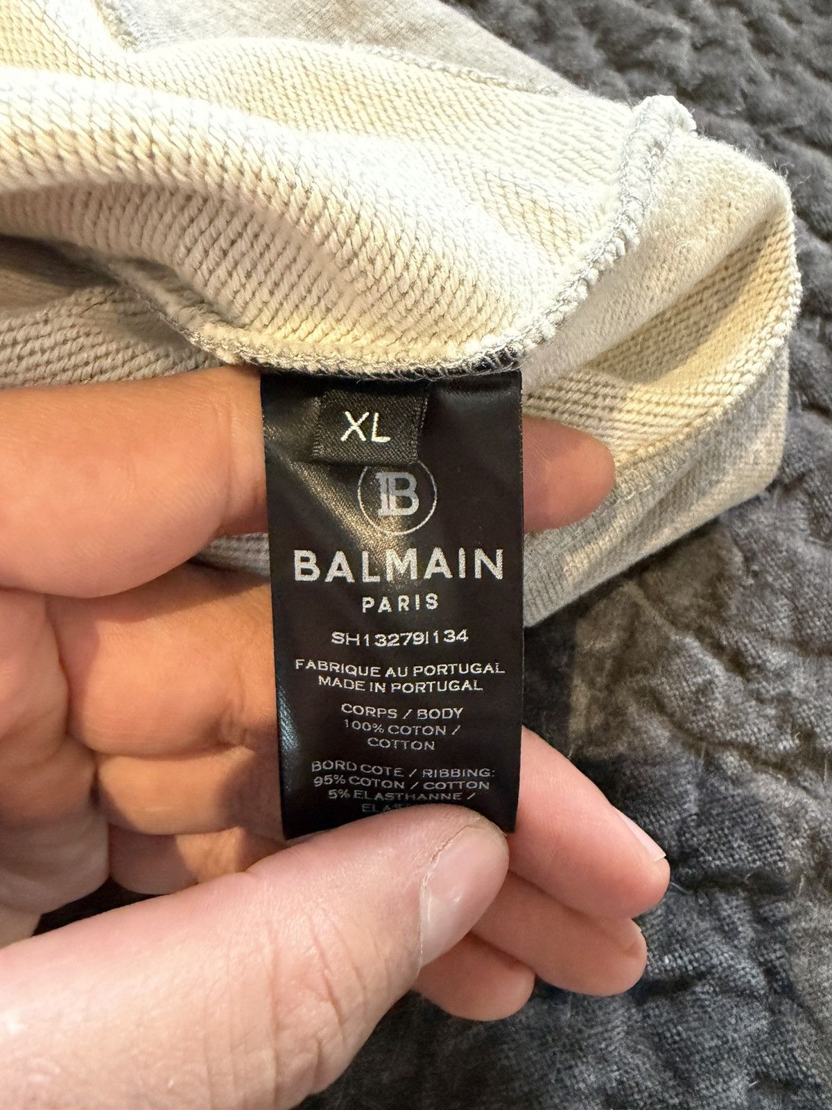 Balmain Balmain Paris Logo Sweatshirt - Heather Grey / Neon Yellow Size US XL / EU 56 / 4 - 7 Thumbnail