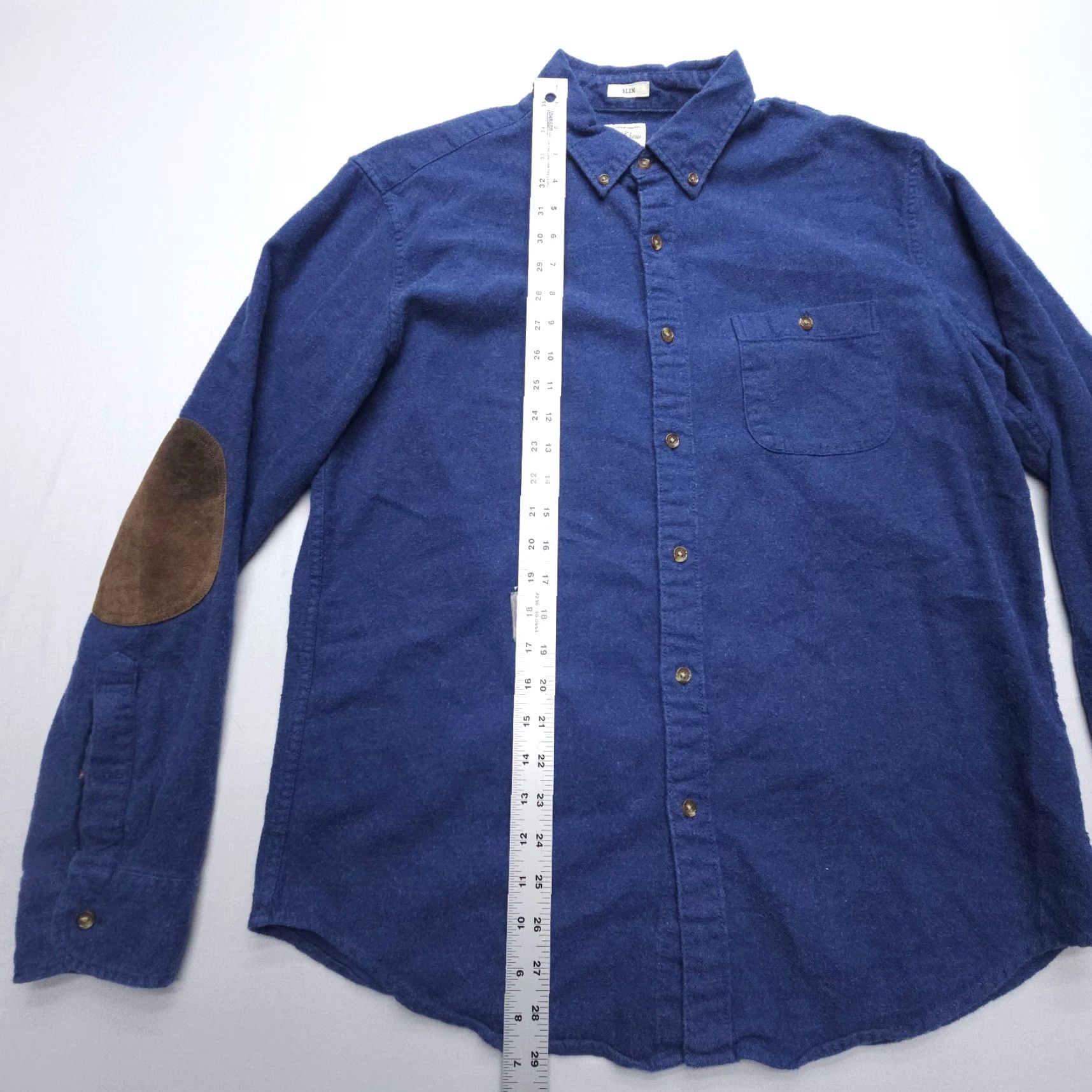 J.Crew VINTAGE J. Crew Cotton Shirting Flannel Mens Large Slim Blue ELbow Patches Button Down Size US L / EU 52-54 / 3 - 6 Thumbnail