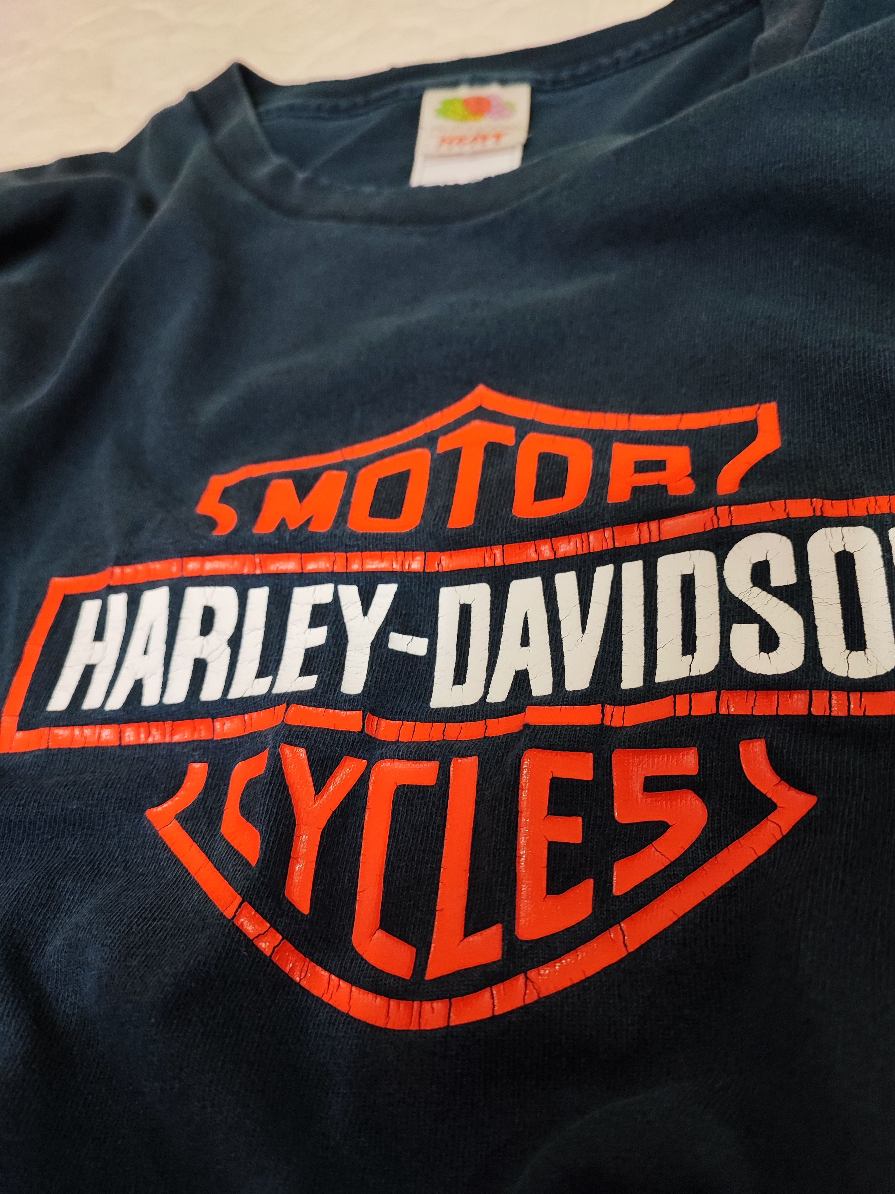 Harley Davidson × Vintage Vintage 90's Distressed Harley Davidson Big Logo T-Shirt Size US XL / EU 56 / 4 - 4 Thumbnail