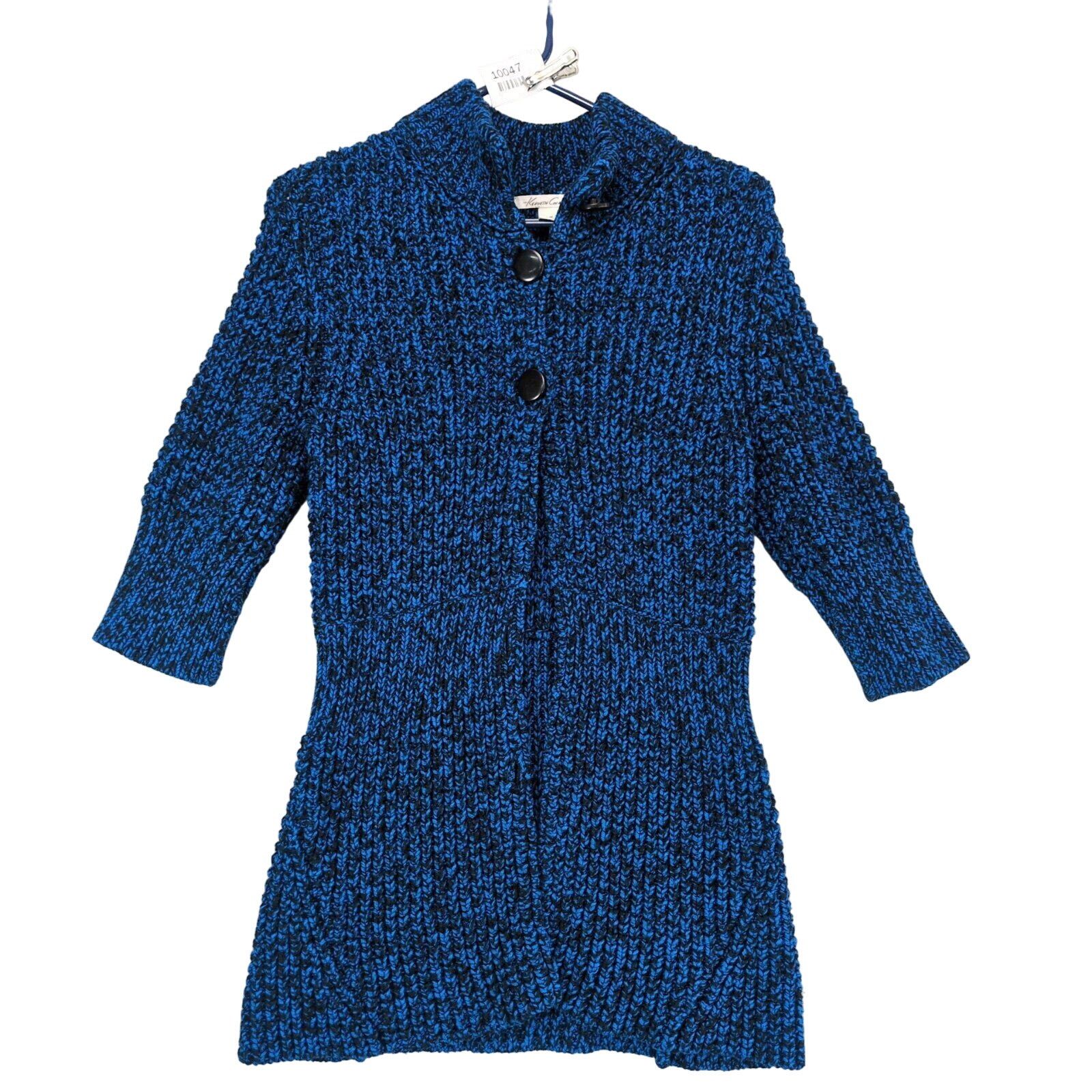 Kenneth Cole Kenneth Cole NY Womens M Wool-Blend Blue Black Knit Cardigan Size M / US 6-8 / IT 42-44 - 1 Thumbnail
