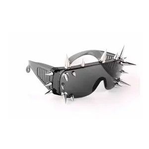 Designer × Electric Visual × Japanese Brand Goth Punk Spiked Oversized Black Sunglasses Size ONE SIZE - 1 Thumbnail
