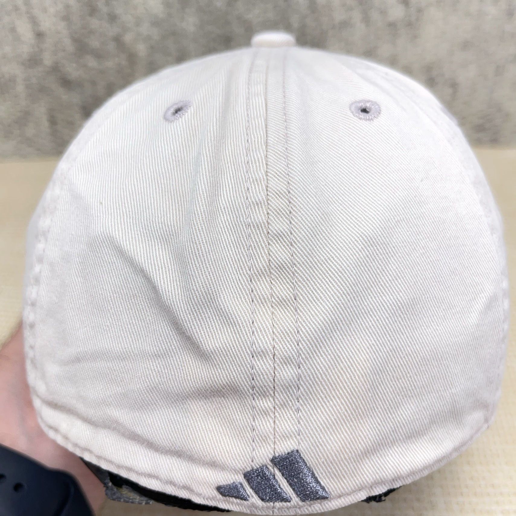 Adidas VINTAGE Adidas Hat Cap Fitted Size Medium 7 1/8 White Twill Spell Out Y2K Adidas Baseball Cap Men M White Classic Logo Outdoor Sports Size ONE SIZE - 5 Thumbnail