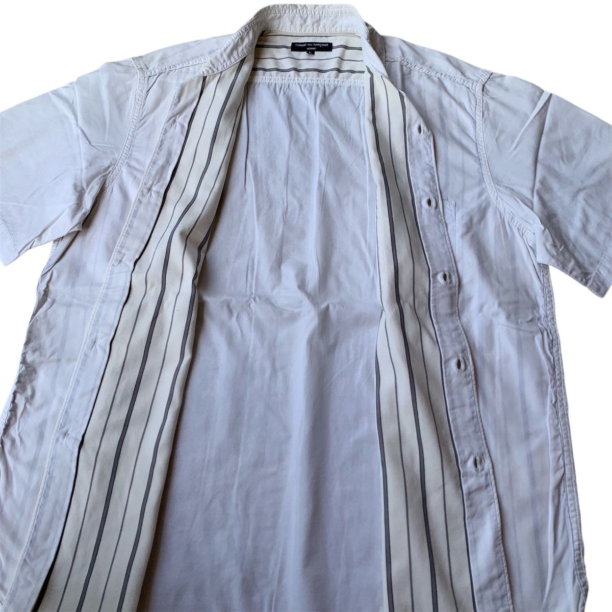 Comme des Garcons Homme Vintage Comme des Garcons Homme White Stripe Shirts Size US L / EU 52-54 / 3 - 3 Thumbnail