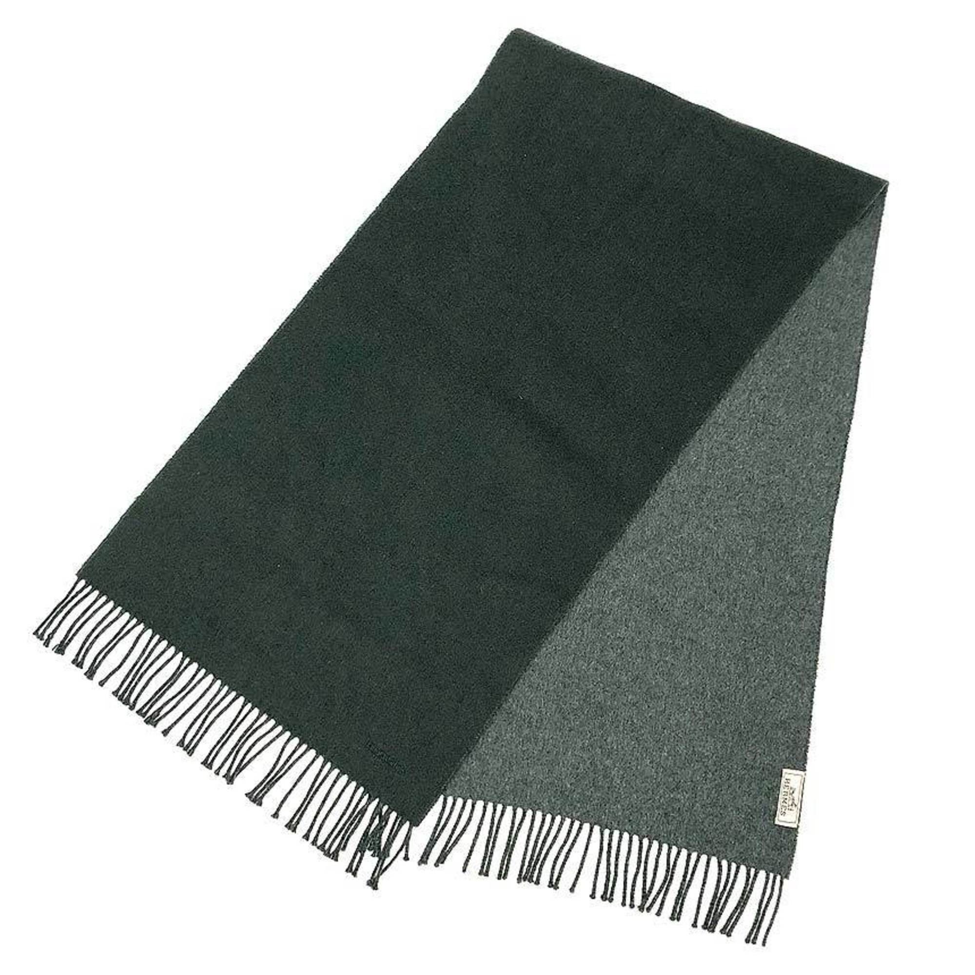 Hermes HERMES cashmere scarf, stole, shawl, gray and ash green two-tone, unisex, for men women Size ONE SIZE - 1 Thumbnail