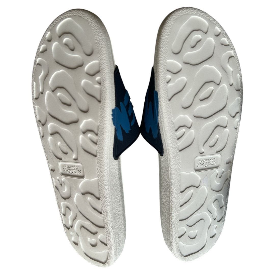 Alexander McQueen ALEXANDER MCQUEEN Navy Debossed Slide Sandals IT36.5/US6.5 Size US 6.5 / IT 36.5 - 6 Thumbnail