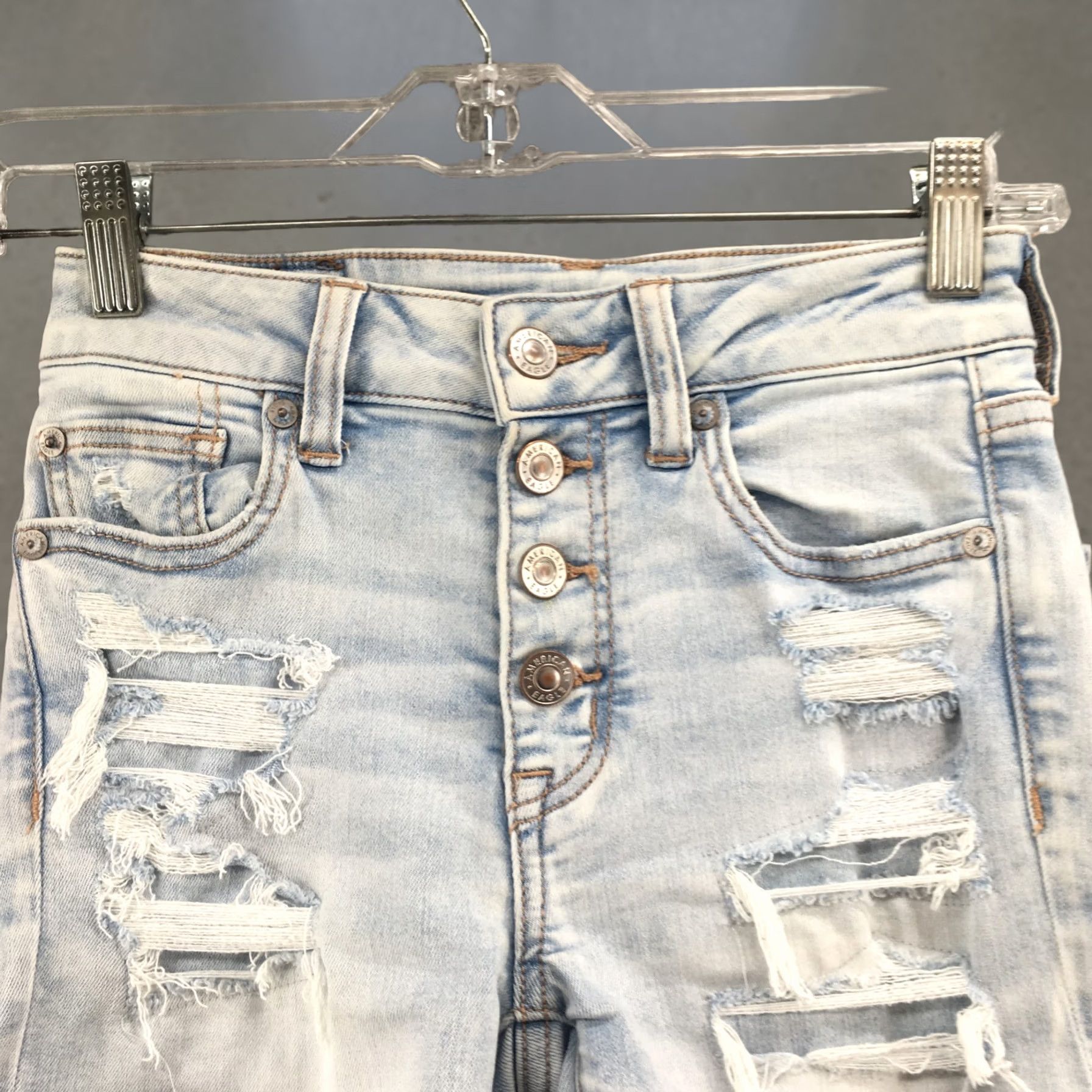American Eagle Outfitters American Eagle Outfitters Hot Pants Shorts Womens 00 Blue Distressed Stretch Denim Casual Activewear 90s? Size 24" / US 00 / IT 34 - 1 Thumbnail