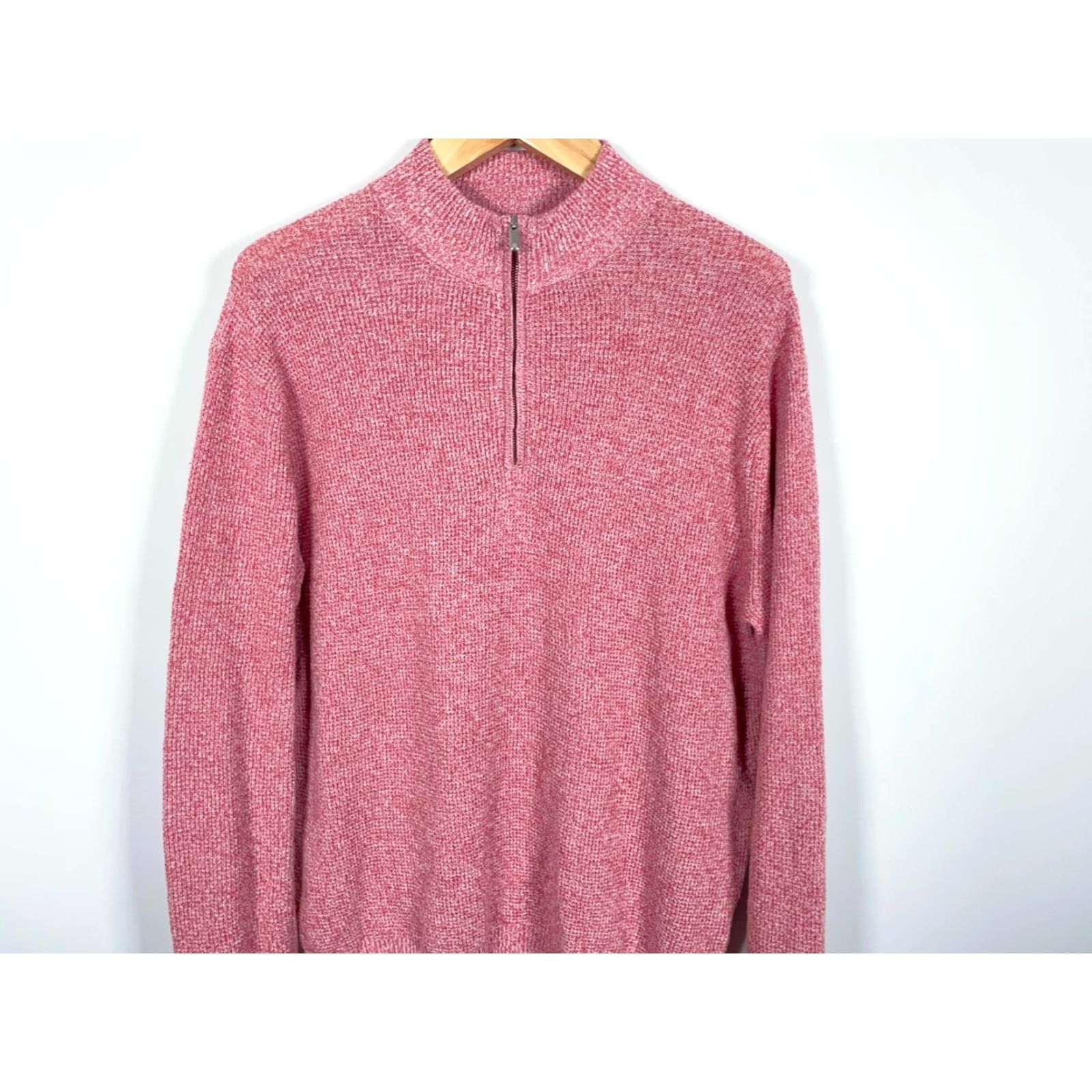 Peter Millar Peter Millar Sweater Men's Large Marled Red 1/4 Zip Pima Cotton Merino Wool Size US L / EU 52-54 / 3 - 4 Thumbnail