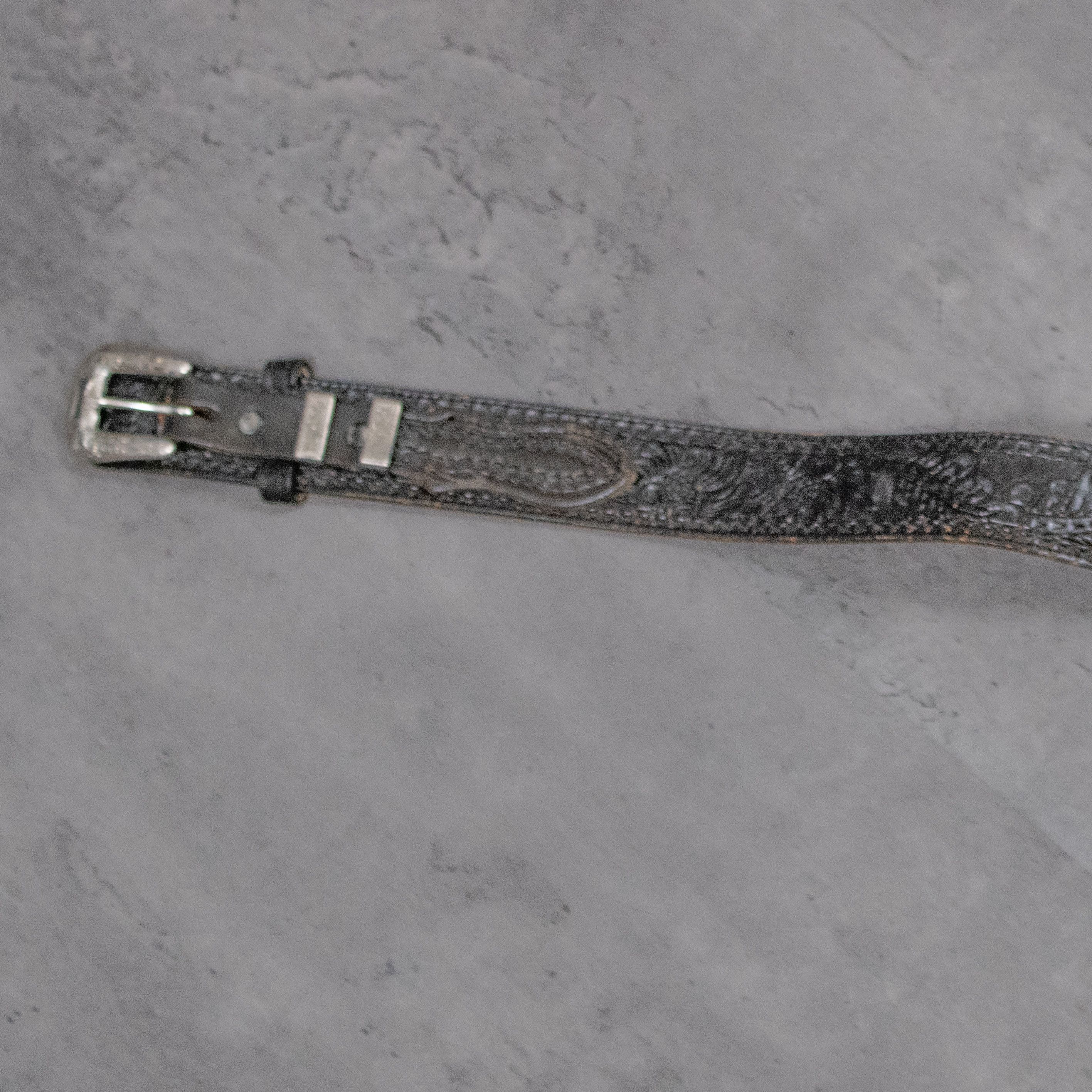 Leather × Vintage Vintage 1990’s Western Black floral Pattern Western Belt Size 40 - 5 Thumbnail