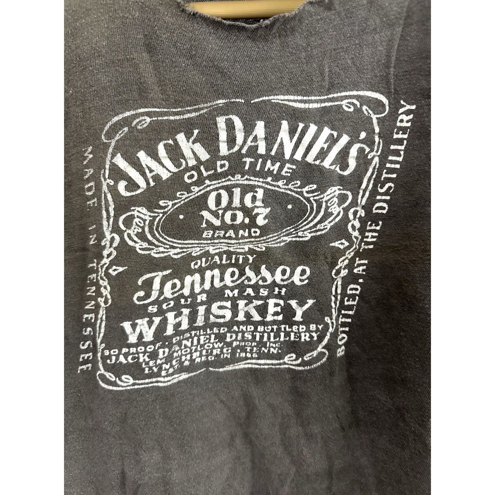 Thrasher VTG 70s Jack Daniel's Tennessee Whiskey Sun Faded Thrashed Cropped T-Shirt M Shirt Mens Black Distressed 70s Whiskey Sun Faded Thrashed Cropped Shirt Size US M / EU 48-50 / 2 - 2 Thumbnail