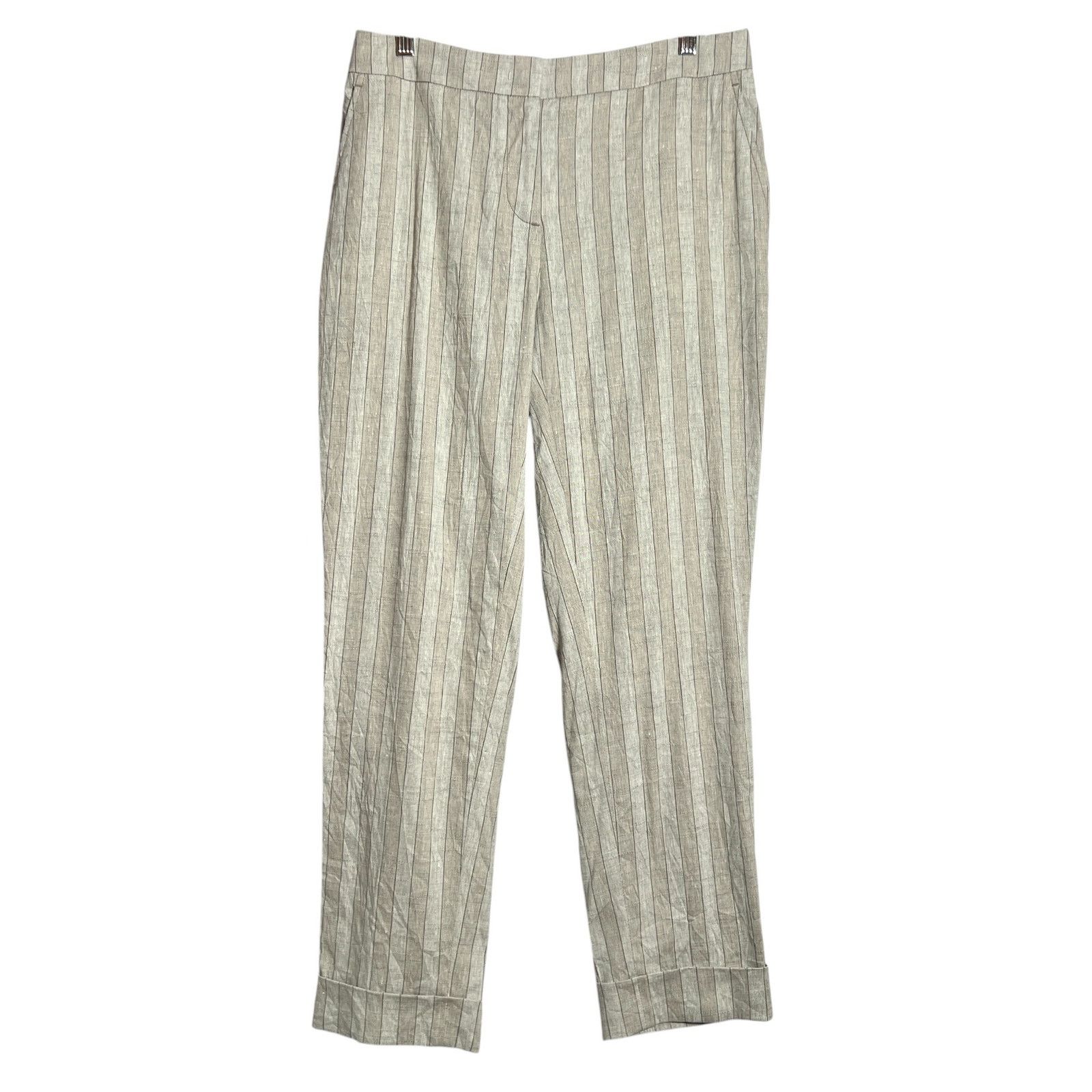 Lorena Antoniazzi Striped Linen Pants Size 44 ITALY NWOT