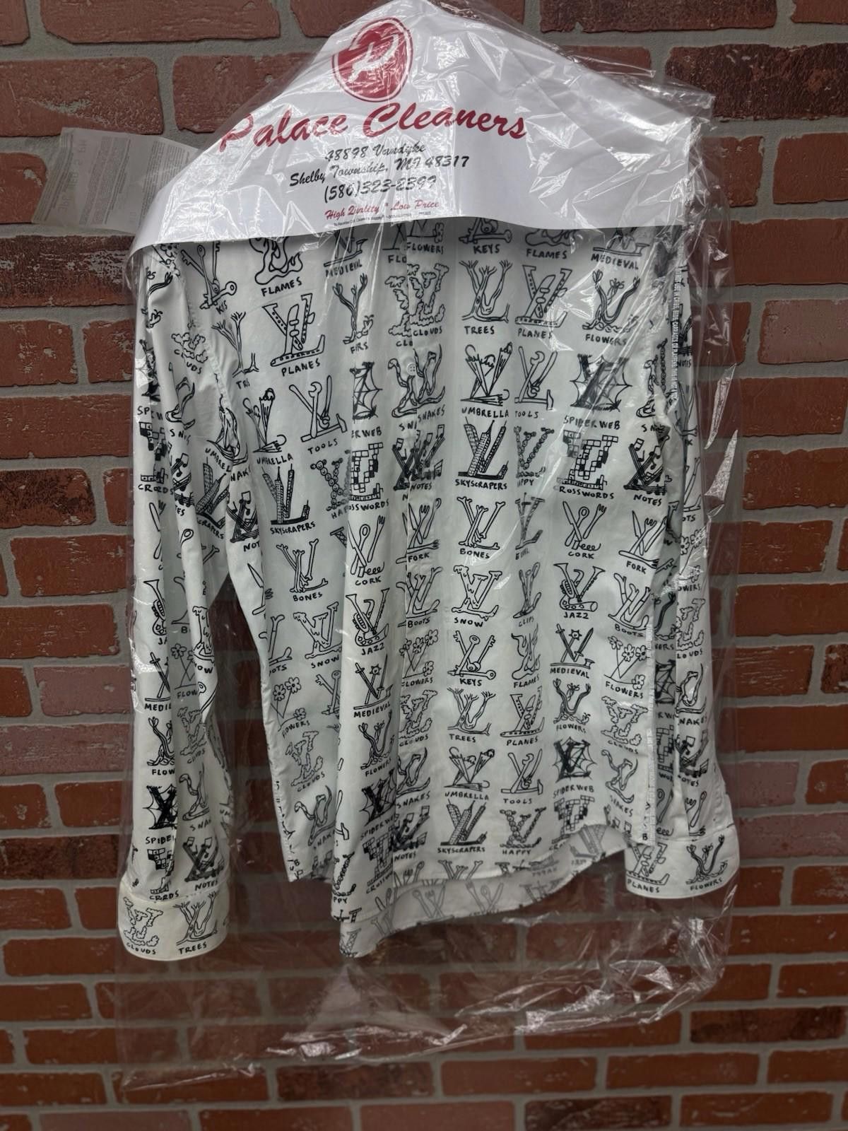 Louis Vuitton Men's Large White LV Logo Dress Shirt