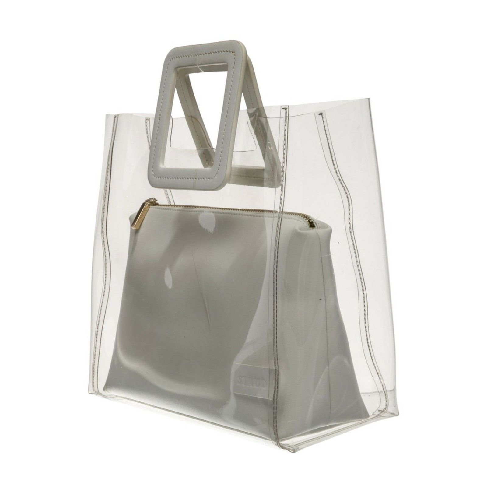 Staud Staud Shirley Large Clear PVC Tote Bag White Leather Size ONE SIZE - 4 Thumbnail