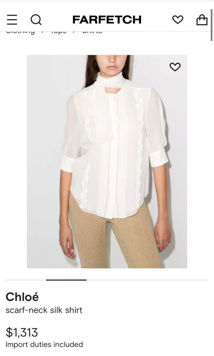 Chloe Chloé Scarf Neck Silk 3/4 Sleeves Shirt Size 44 RRP 1300$ Size L / US 10 / IT 46 - 6 Thumbnail