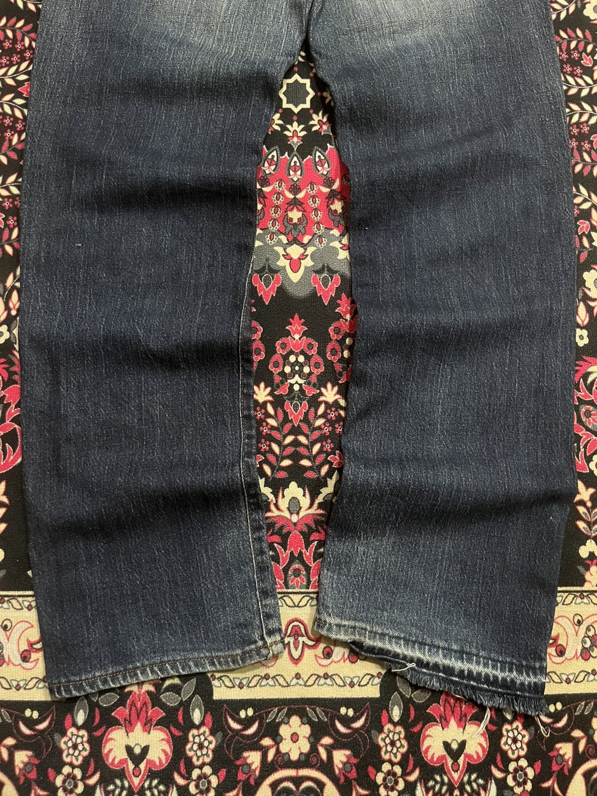 Jun Takahashi ⚡️Vintage⚡️Uniqlo UJ Dark Blue Washed Distressed Frayed Jeans Size US 33 - 11 Thumbnail