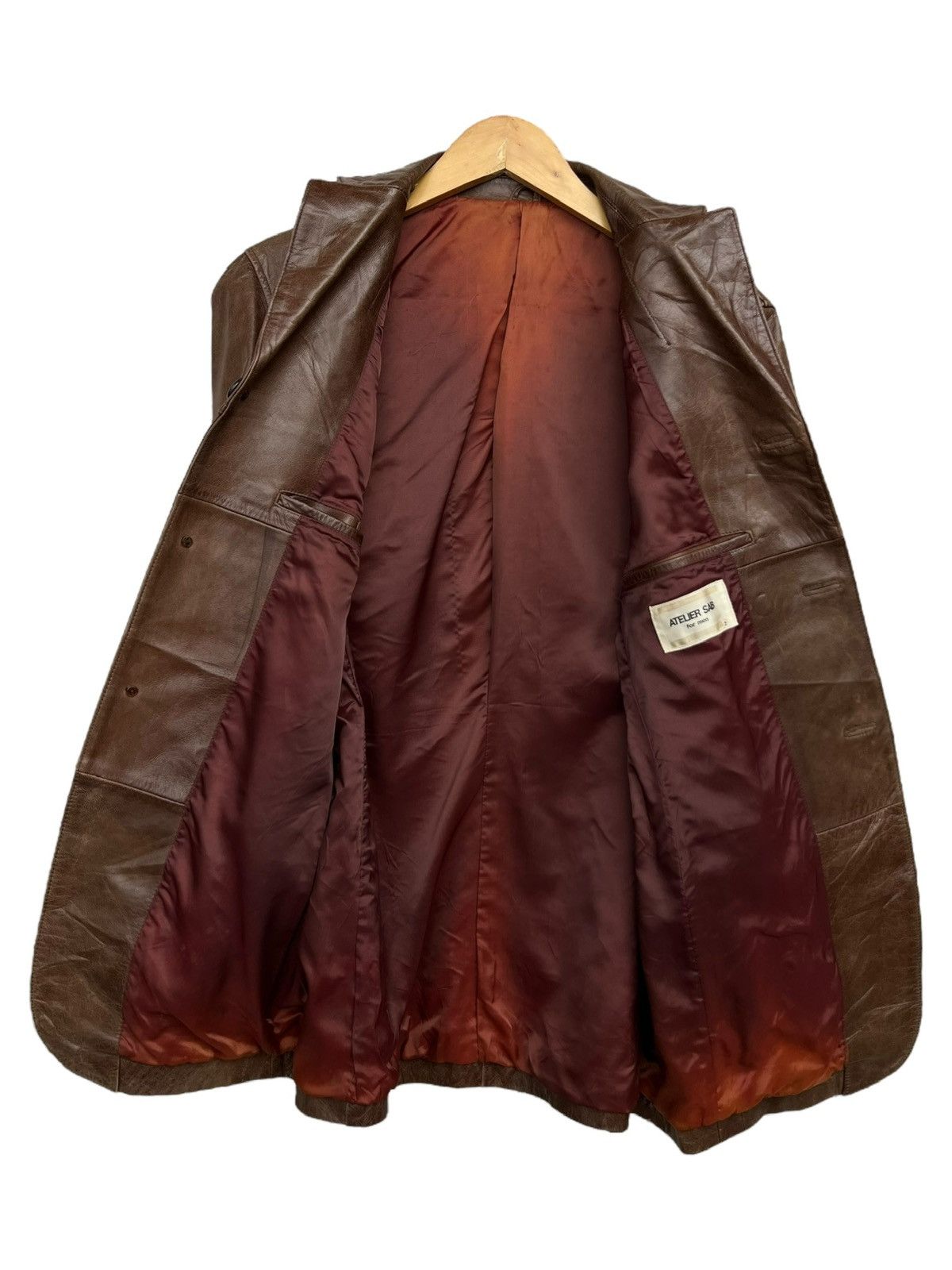 Vintage Vintage Atelier Sab Soft Brown Leather Jacket Trench Coat Size US S / EU 44-46 / 1 - 7 Thumbnail