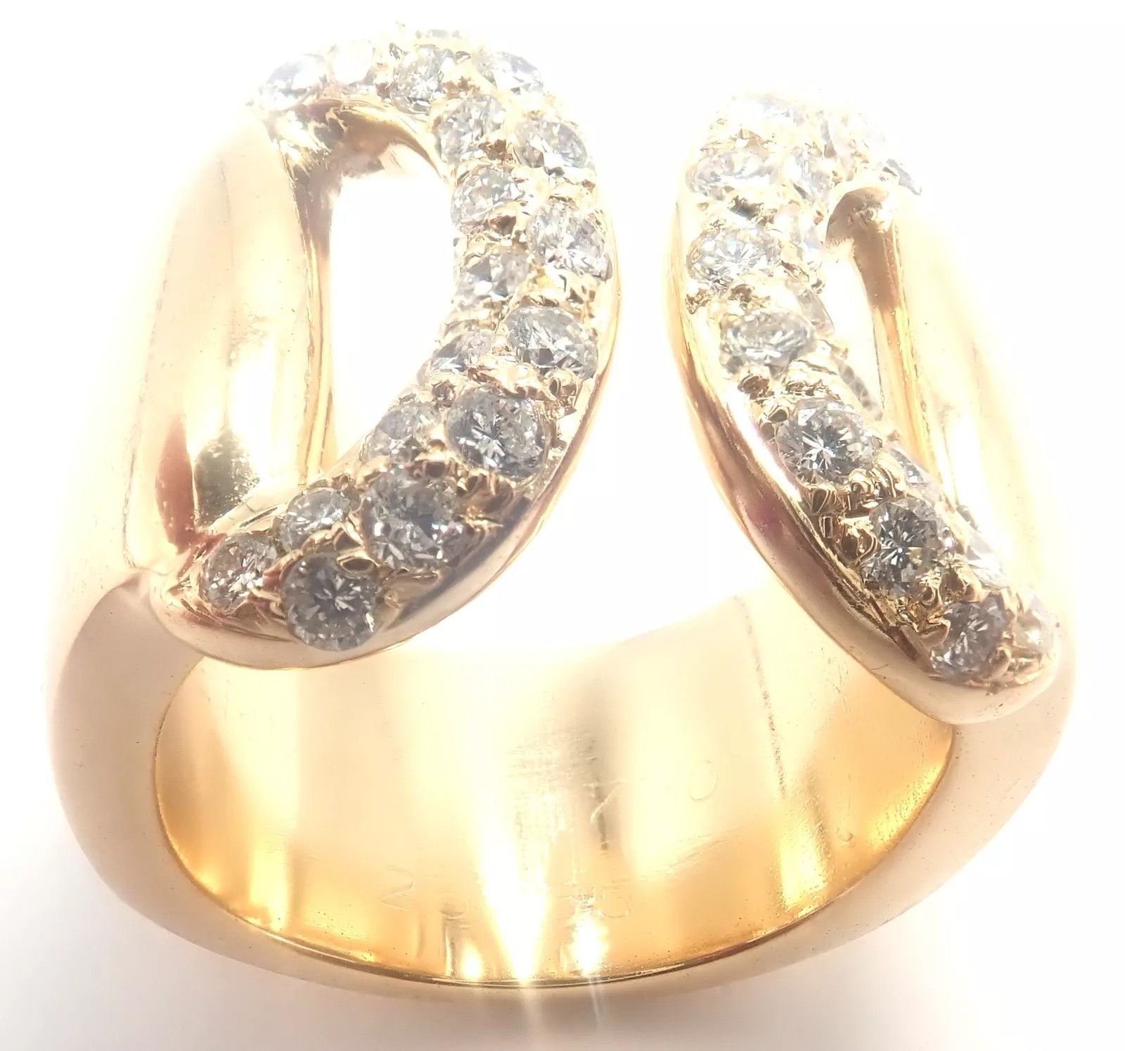 Hermes Hermes 18k Yellow Gold Diamond Horse bit Wide Band Ring Size ONE SIZE - 11 Thumbnail