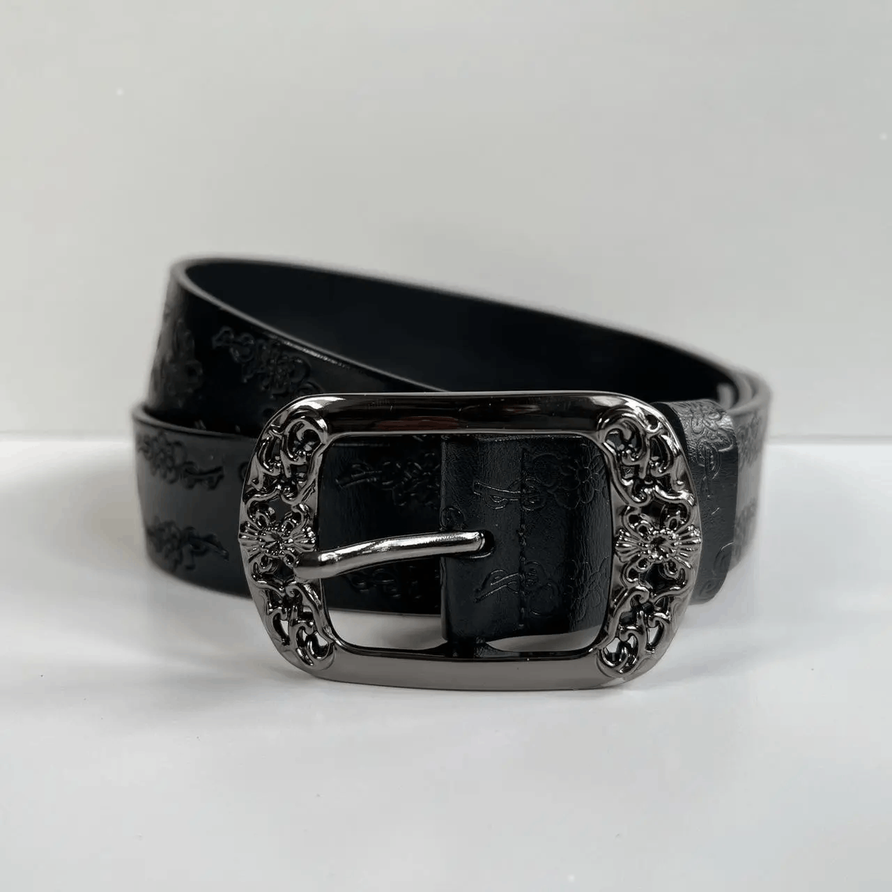 Cowboy Equipment vintage style american western floral design black belt Size ONE SIZE - 2 Thumbnail
