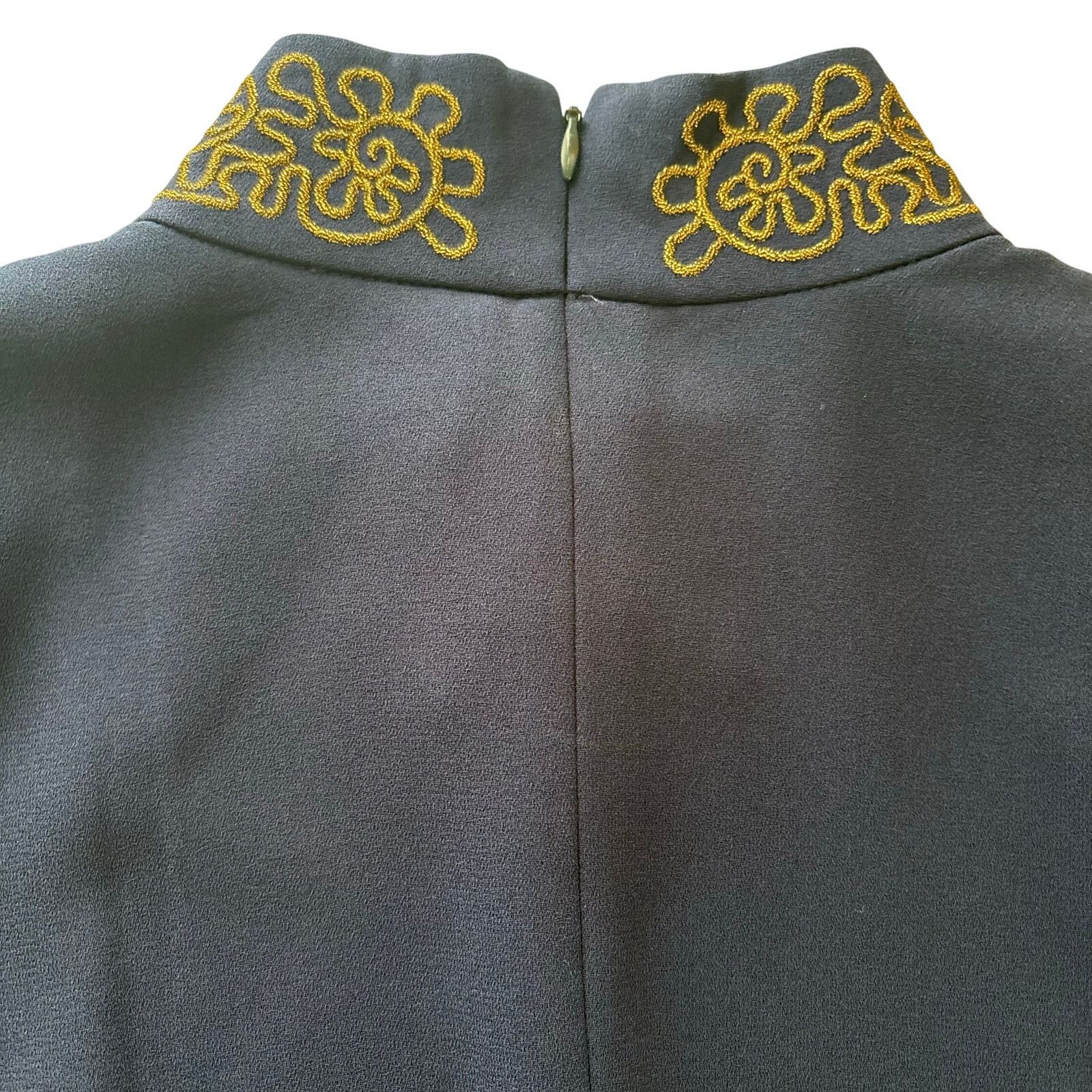 Liz Claiborne Liz Claiborne Blue Mandarin Collar Midi Dress Gold Buttons Size XL / US 12-14 / IT 48-50 - 9 Thumbnail