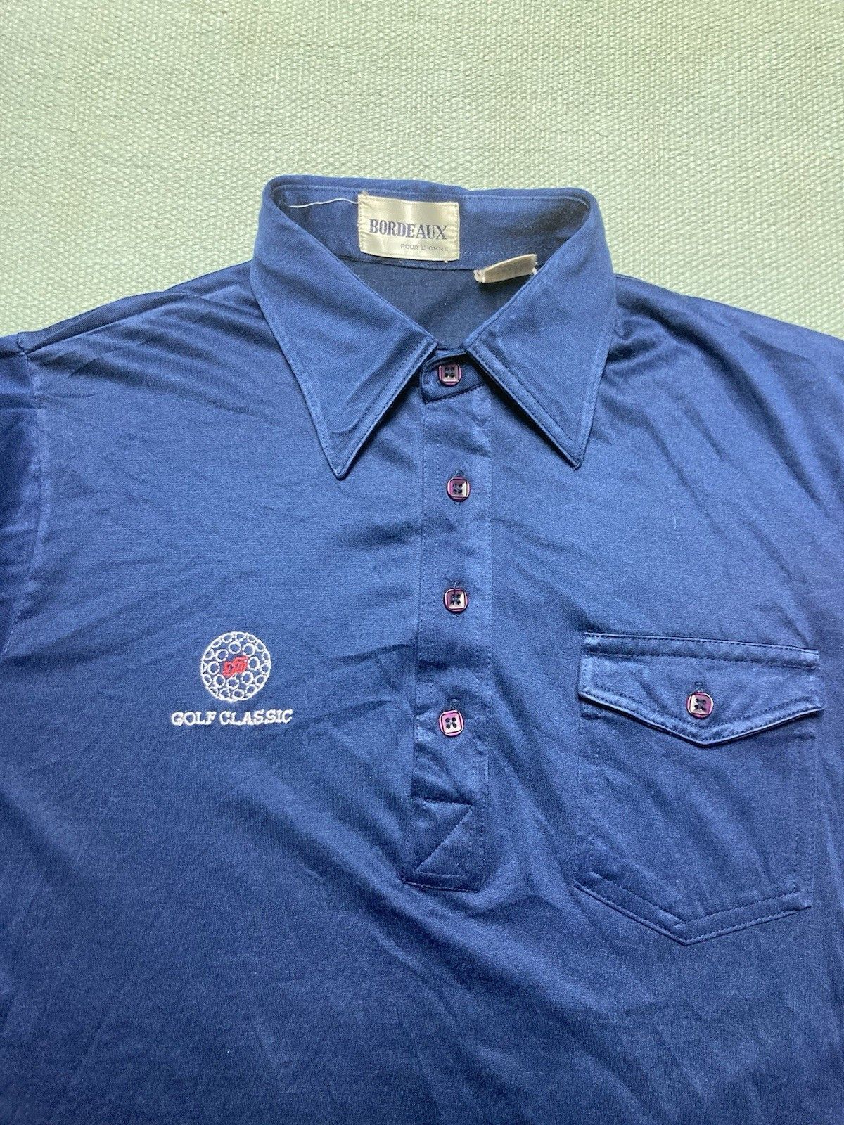 Vintage Vtg 80s polo shirt Bordeaux golf classic navy blue medium Size US M / EU 48-50 / 2 - 2 Thumbnail