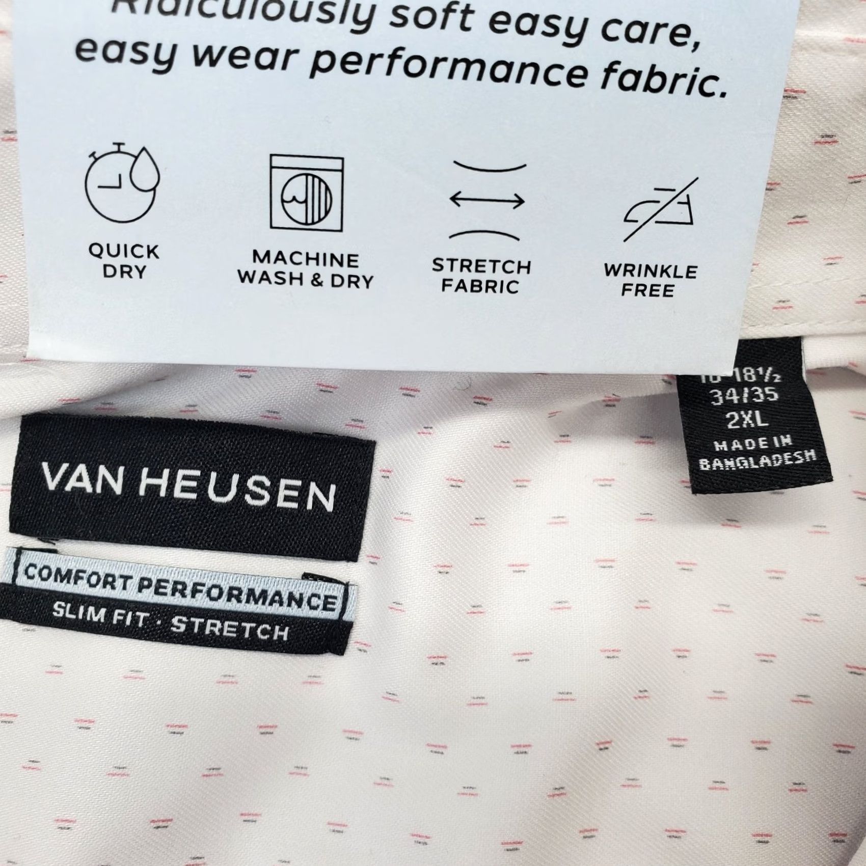 Van Heusen Van Heusen Dress Shirt Men 2XL Multi Dash Pattern Slim Fit Performance Button-Up Shirt Size 48R - 6 Thumbnail