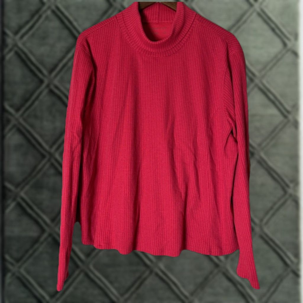 Coldwater Creek Coldwater Creek Turtleneck Shirt Top Women’s 3X Red Knit Pullover Houndstooth Size XXL / US 16-18 / IT 52-54 - 1 Thumbnail