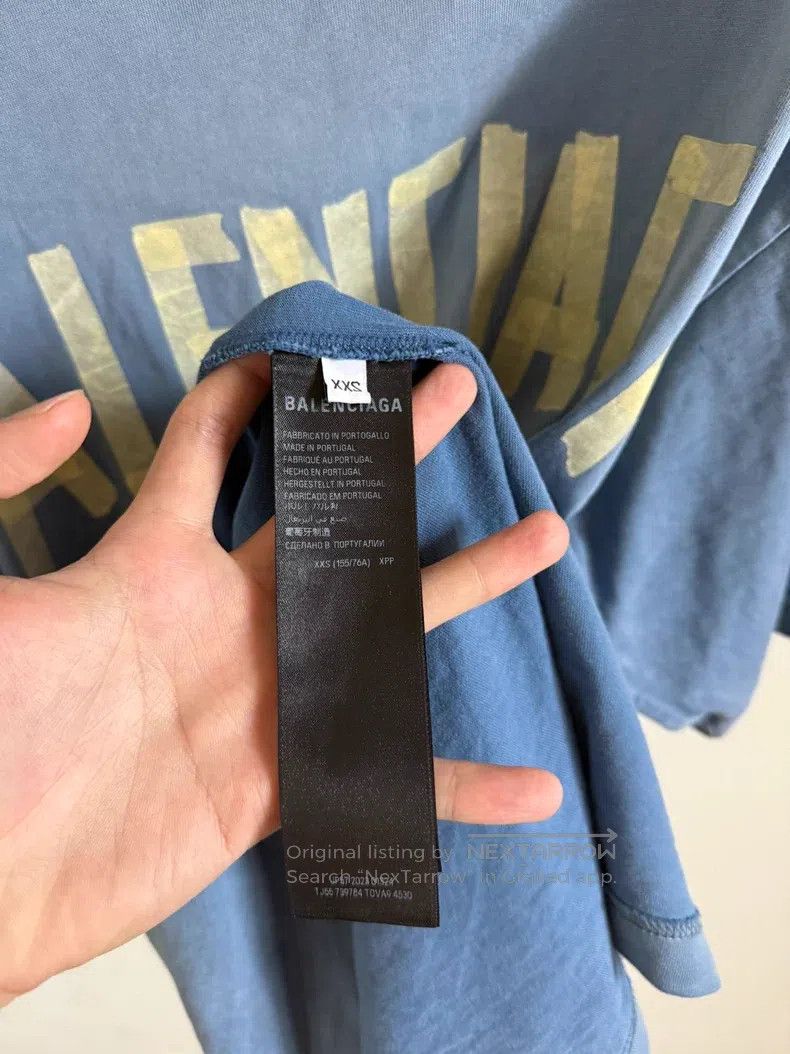 Balenciaga Balenciaga Tape Print Distressed Short Sleeve Size US XXS / EU 40 - 4 Thumbnail