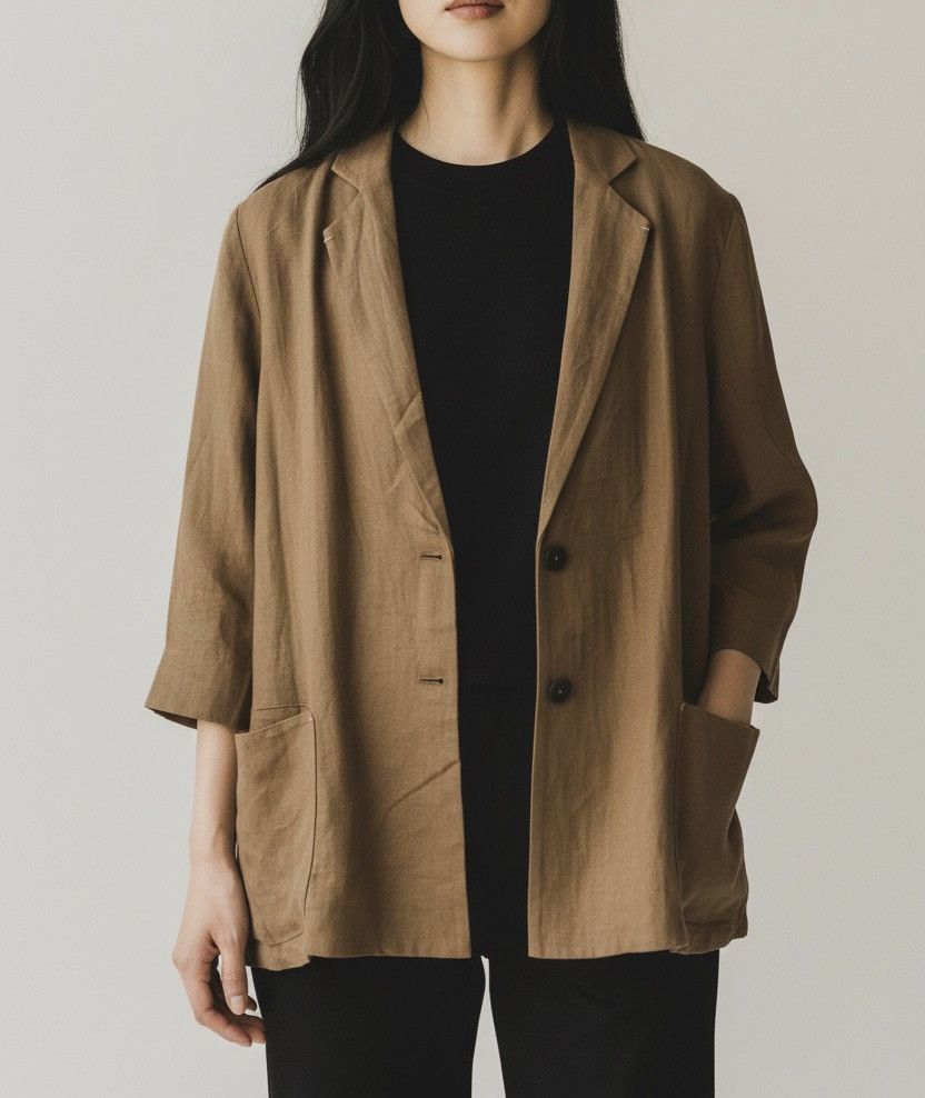Japanese Brand bb blazer linen 3/4 sleeve Size L / US 10 / IT 46 - 1 Thumbnail