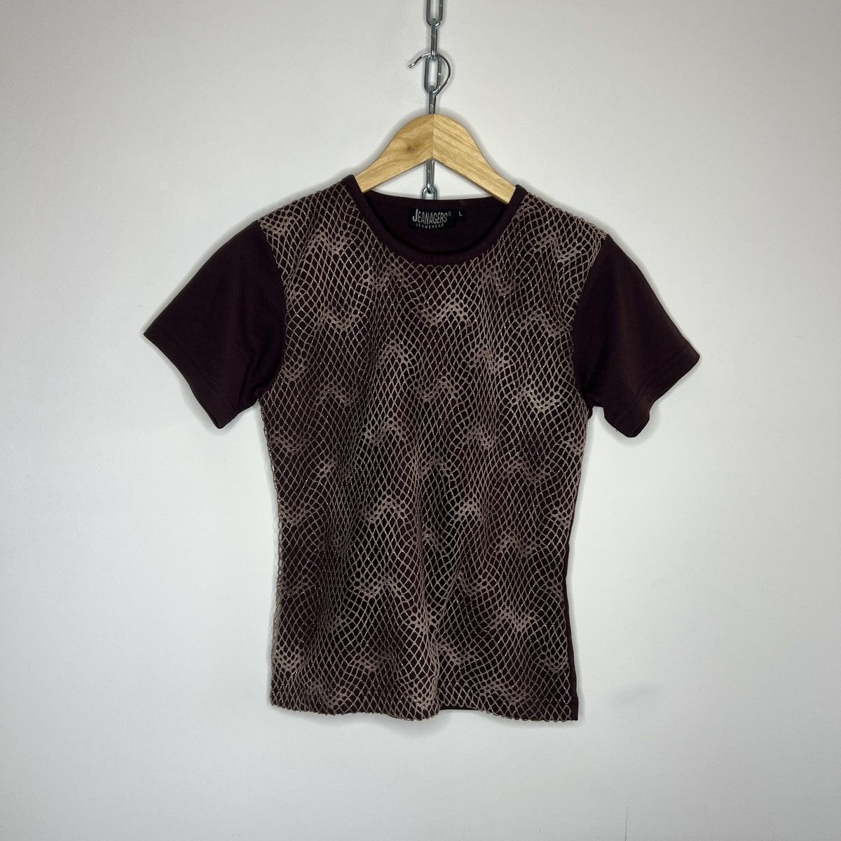 Japanese Brand × Vintage Vintage Tshirt Tee Mesh Top Net Brown Y2K Opium Style Size M / US 6-8 / IT 42-44 - 1 Thumbnail