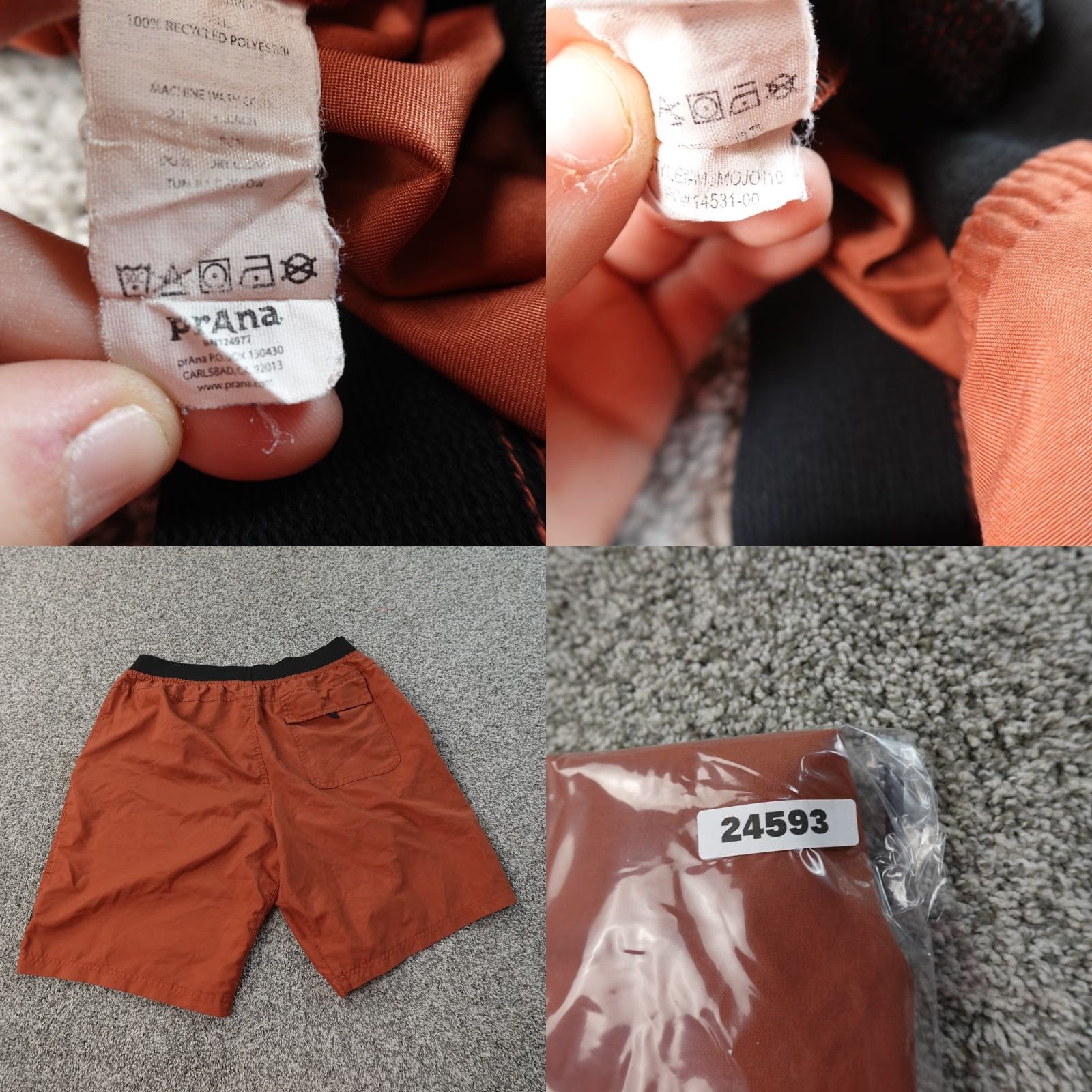 Prana Prana Shorts Mens L Orange Performance Outdoor Hiking Mojo Yoga Gym Workout Run - Regular Size US 33 - 8 Thumbnail