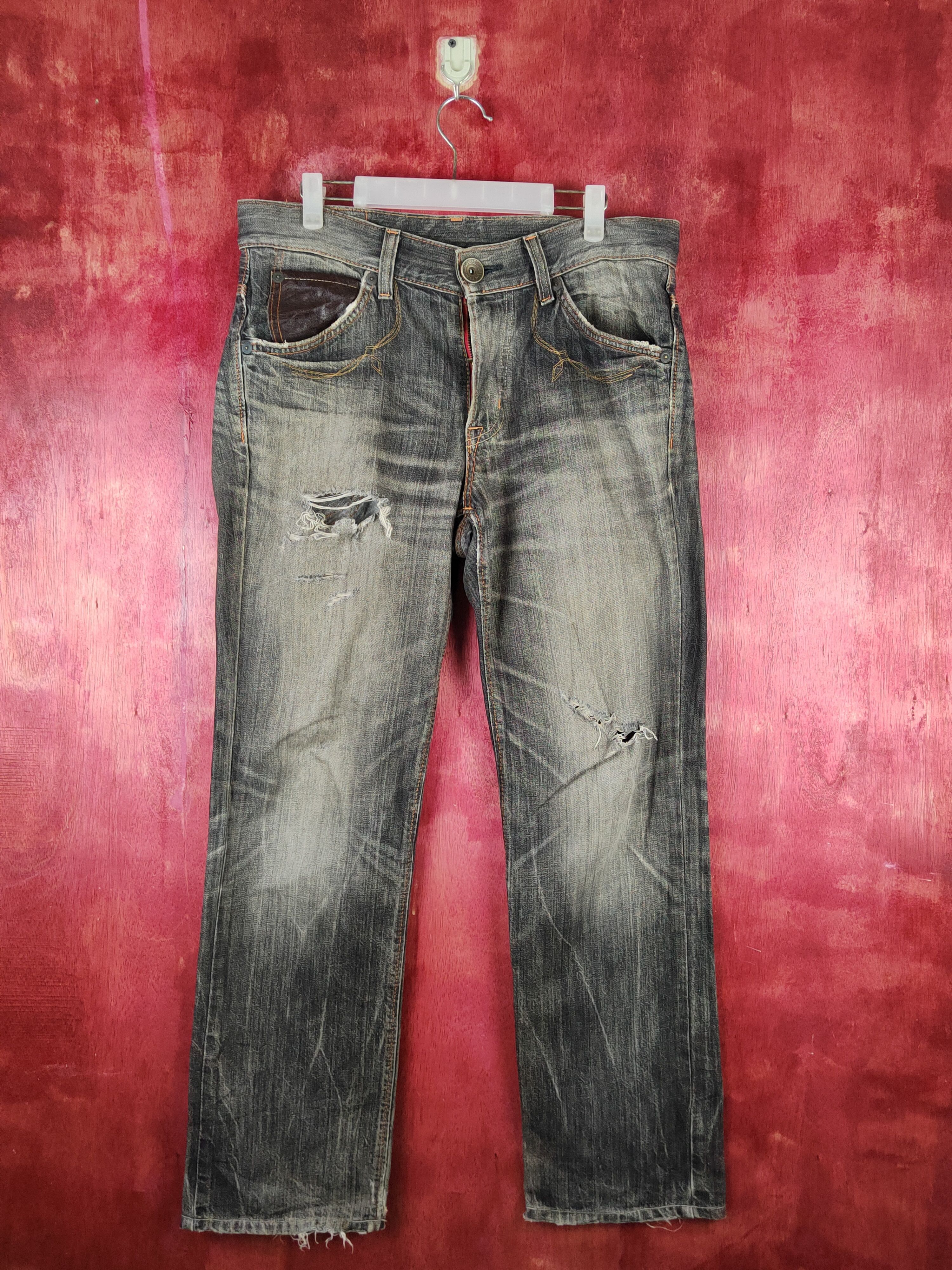 Edwin Edwin Black Faded Distressed Ripped Jeans #S1630 Size US 33 - 1 Thumbnail