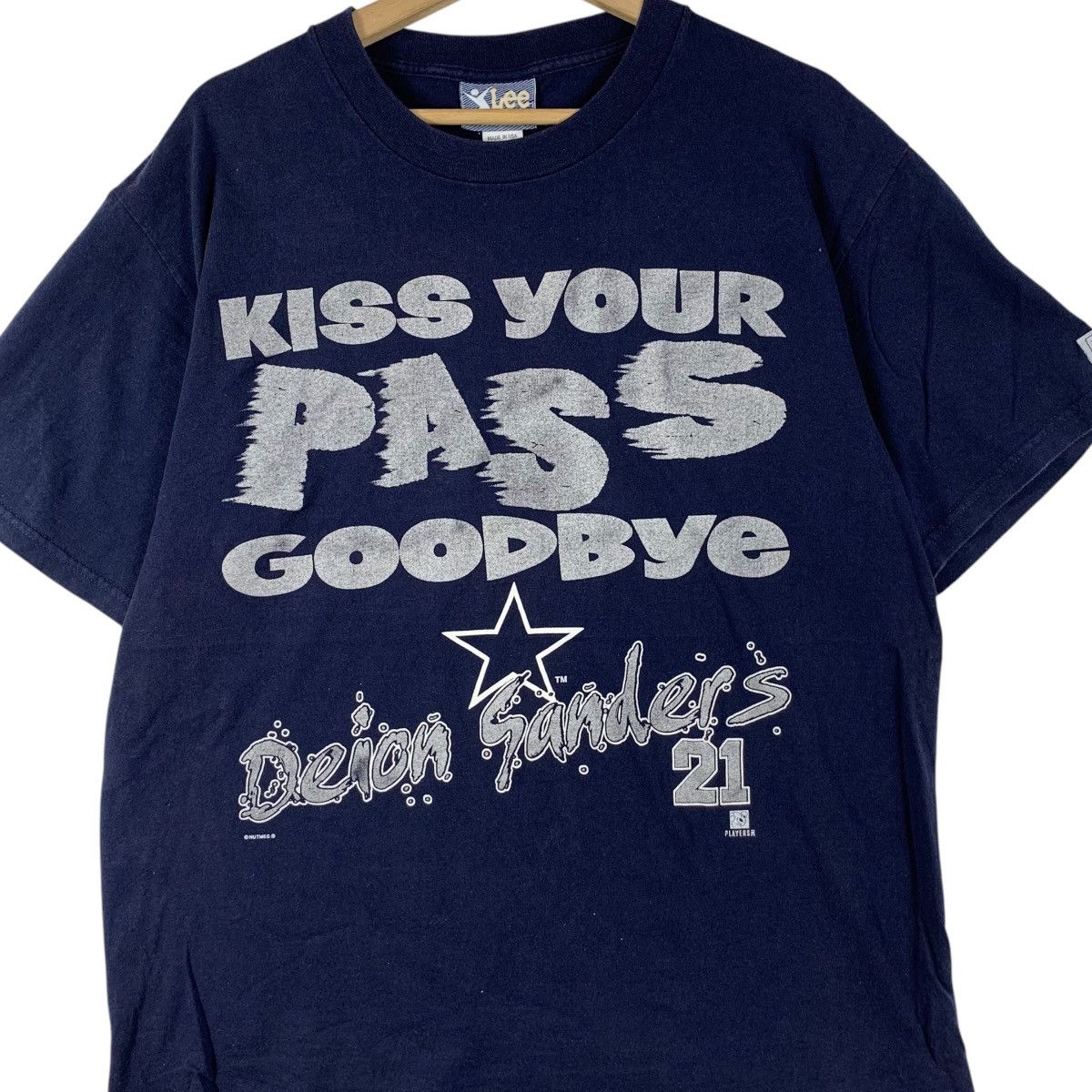 NFL Vintage NFL DEION SANDERS Dallas Cowboys Football Tee Shirt Size US L / EU 52-54 / 3 - 3 Thumbnail