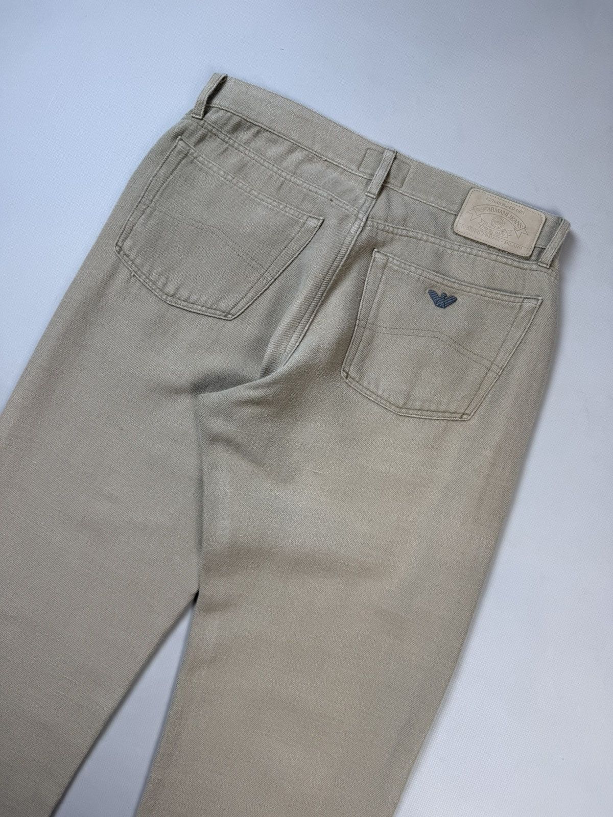Armani AJ Armani Jeans Vintage Metal Logo Men’s Linen Chino Pants Size US 33 - 19 Thumbnail
