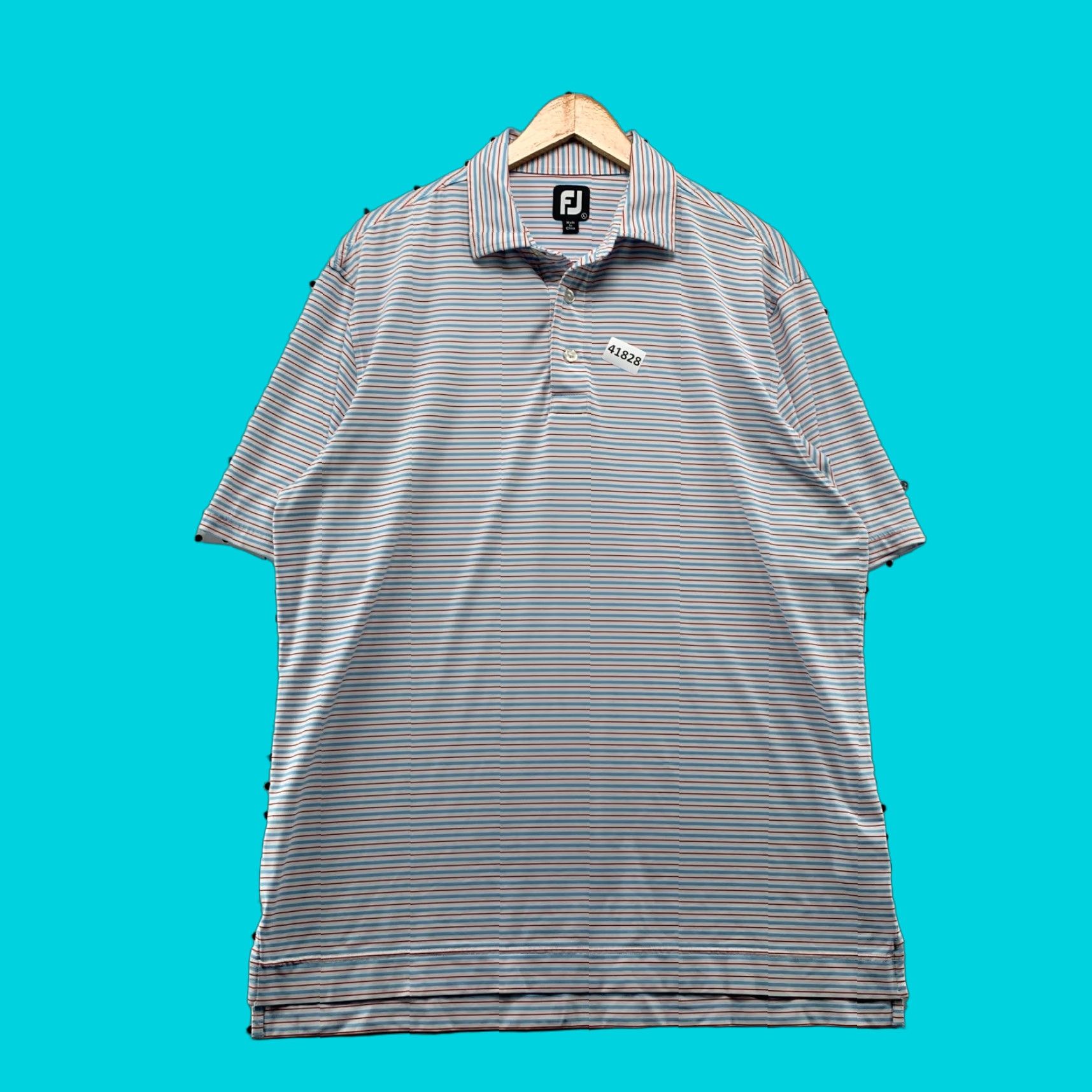 Footjoy FJ Footjoy Collared Golf Polo Shirt Mens Large White Blue Red Striped 23x31.5 - Polo, FootJoy, Striped, Golf Shirt, Mens, White/Blue/Red Size US L / EU 52-54 / 3 - 1 Thumbnail