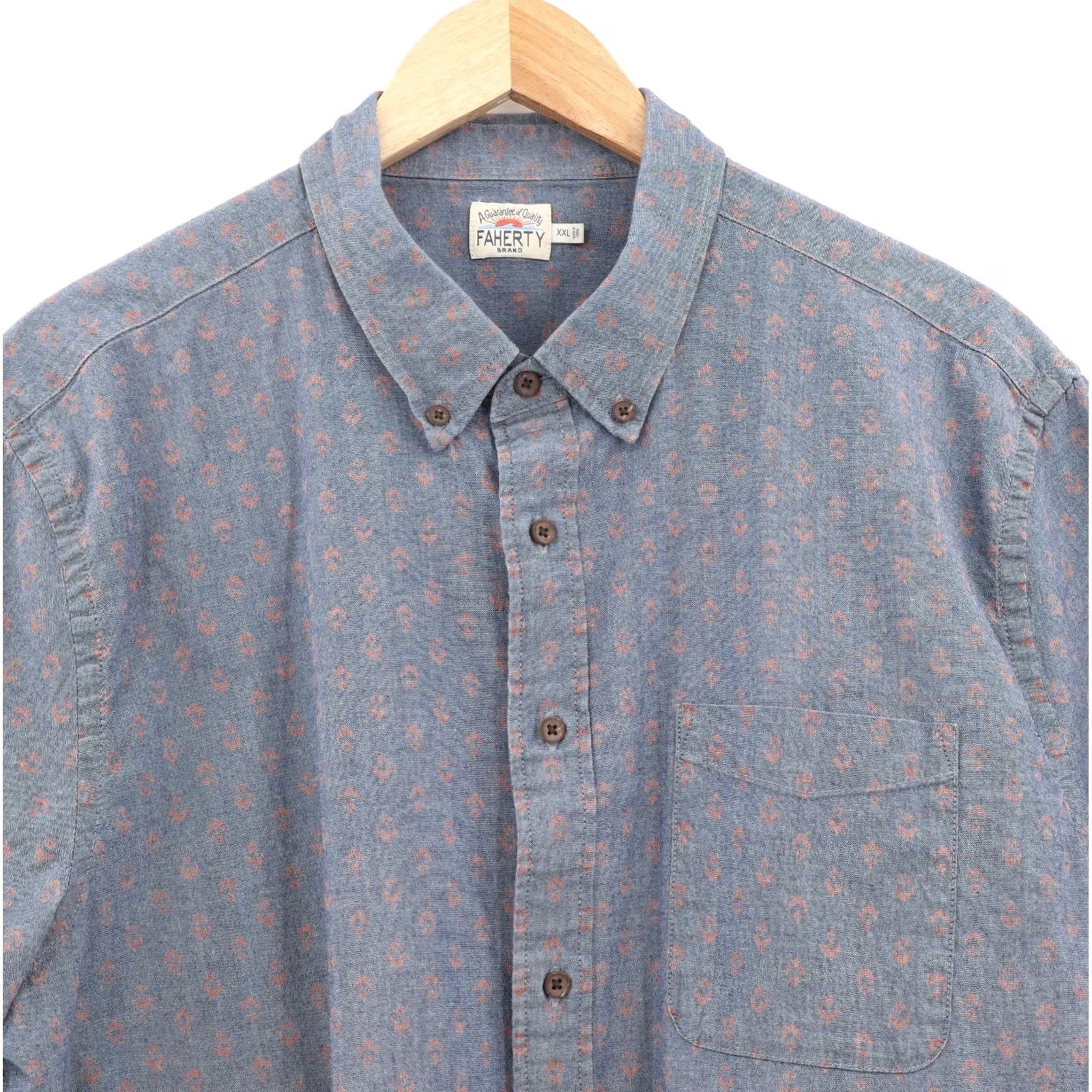 Faherty Faherty Shirt Button-Up Short Sleeve Blue Geometric 2XL Cotton Elastane Men’s Regular Size 2XL Size US XXL / EU 58 / 5 - 3 Thumbnail