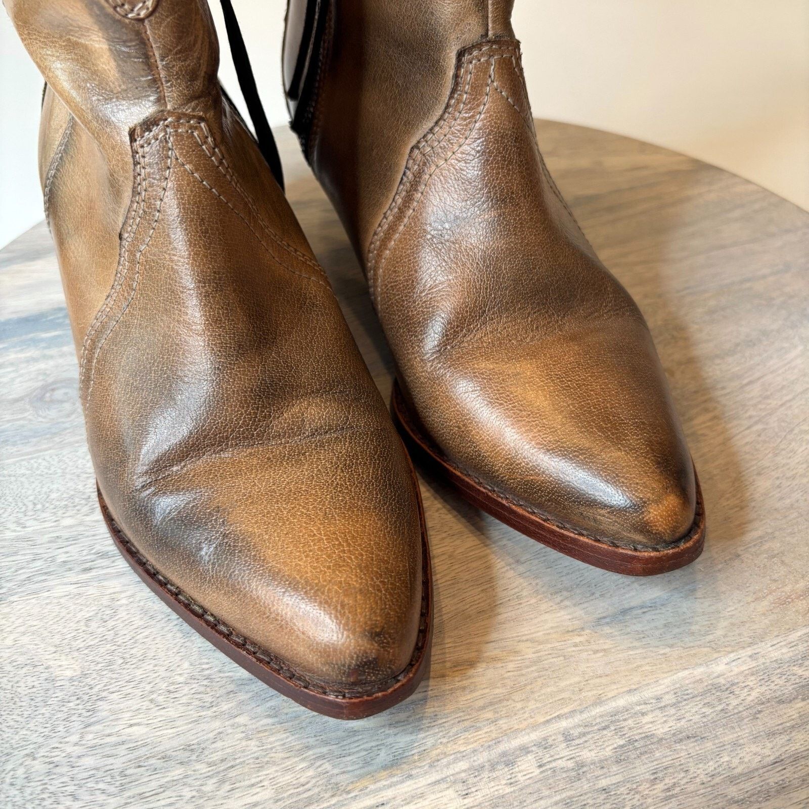 Free People Free People Frontier Western Leather Ankle Boots Sz 6.5 / 7 Size US 6.5 / IT 36.5 - 5 Thumbnail