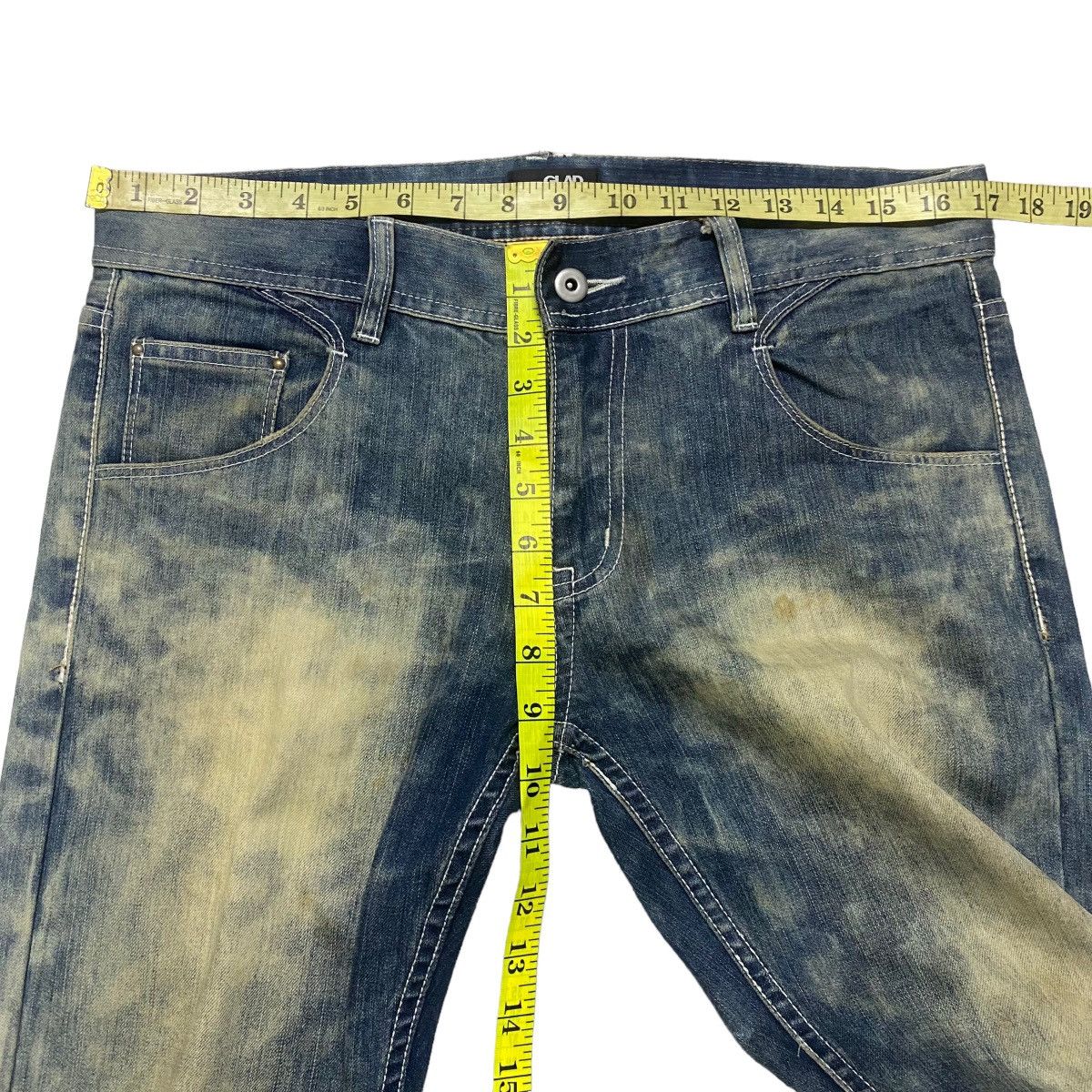 Le Grande Bleu (L.G.B.) GLAD NEWS Denim Low Flare Studded Jeans Size US 33 - 18 Thumbnail