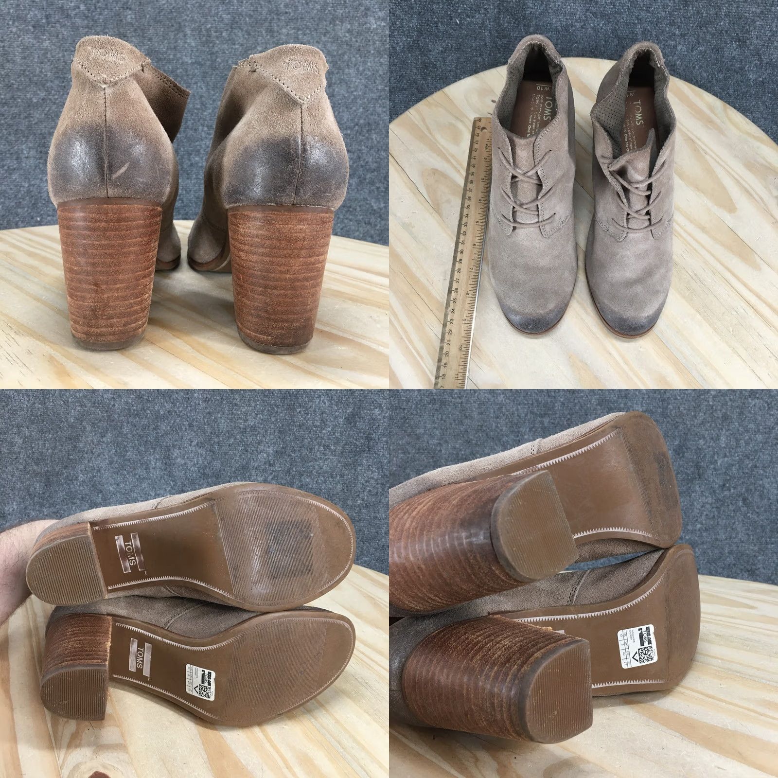 Toms TOMS Boots Womens 10 Lunata Bootie Beige Lace Up Casual Ankle Top Block 10008991 Size L / US 10 / IT 46 - 8 Thumbnail