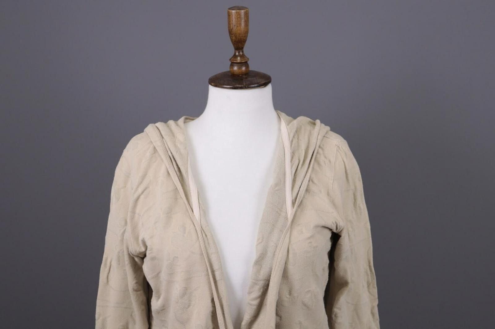 Designer Gudrun Sjoden Beige Floral Lagelook Cardigan Sweater Size L Size L / US 10 / IT 46 - 2 Thumbnail
