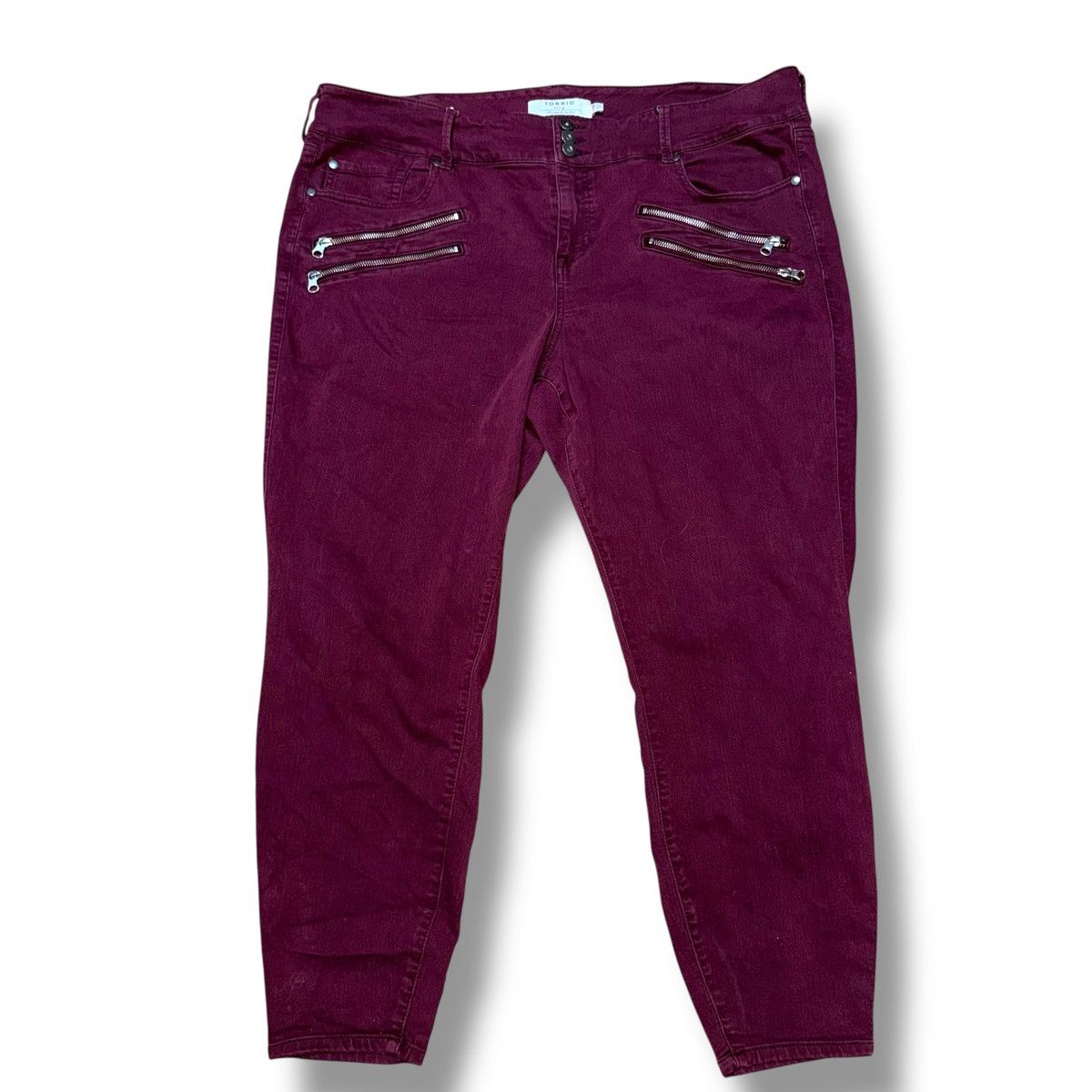 Torrid Torrid Super Stretch burgundy red zipper detail jegging Size 42" / US 20 - 3 Thumbnail