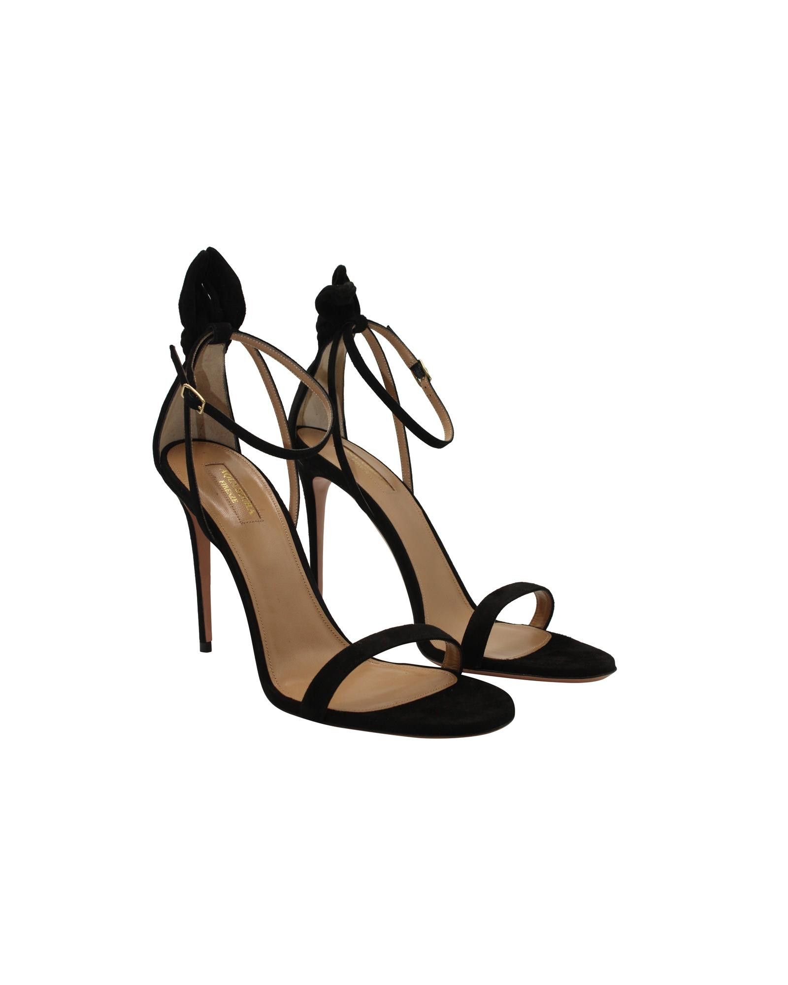 image of Black Suede Bow Tie Sandals With 105Mm Stiletto Heel Shoes By Aquazzura, Women's (Size 11)