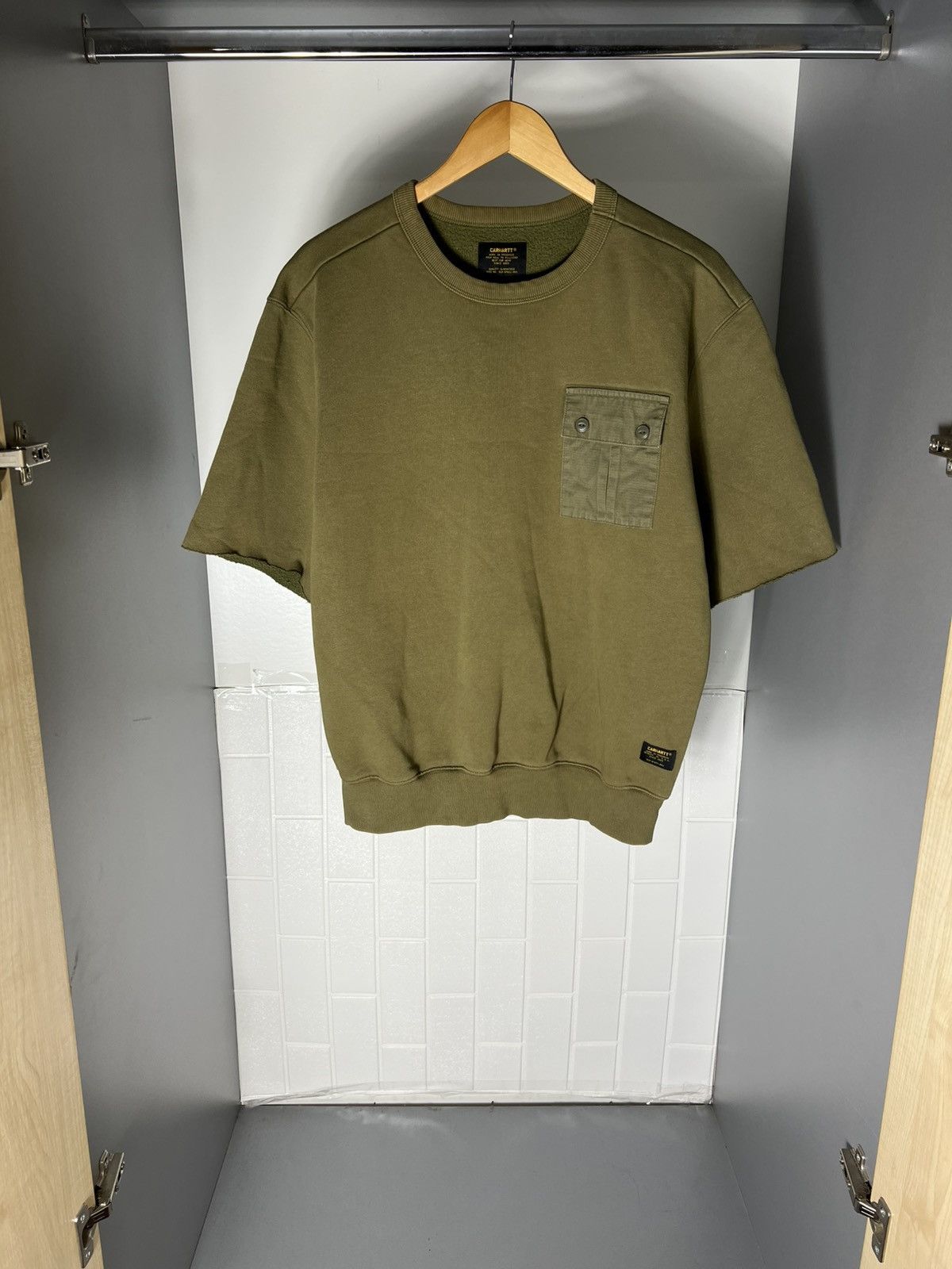 VINTAGE CARHARTT WIP MILITARY POCKET SWEAT DESIGNER Y2K 90s