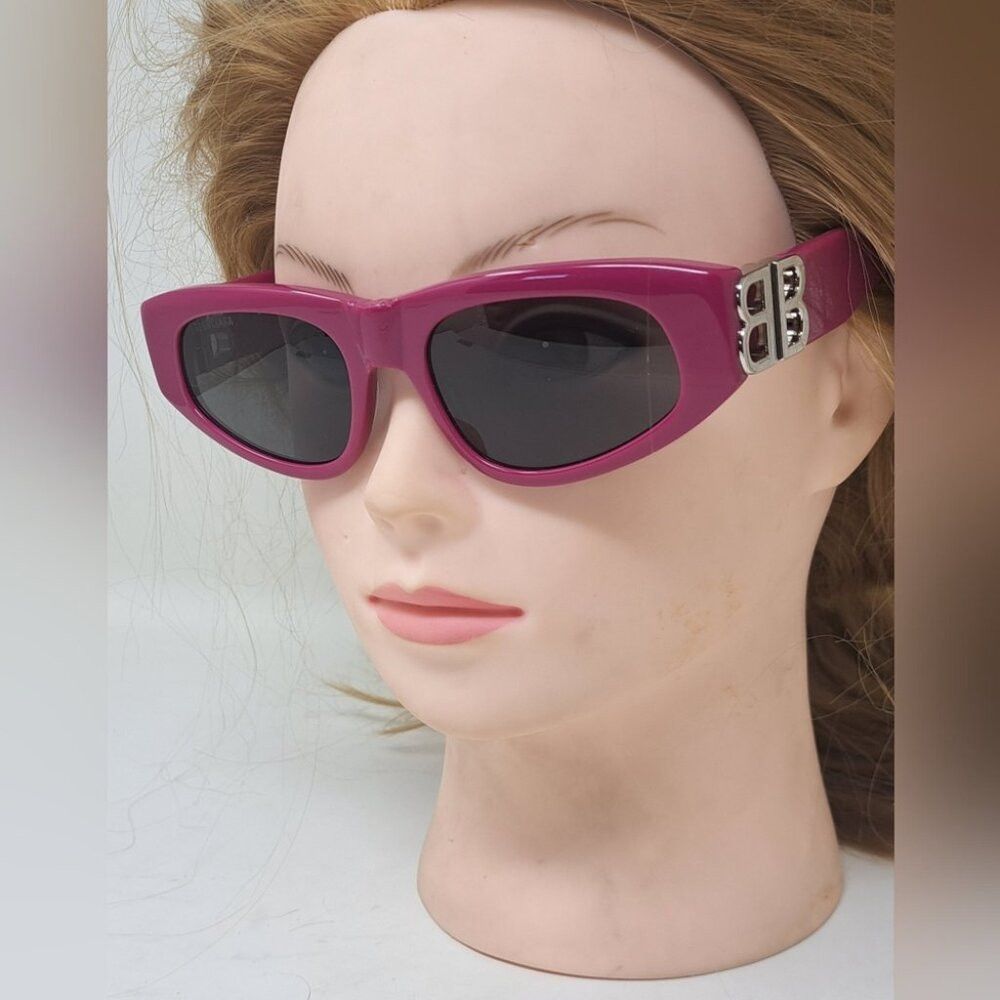 Balenciaga Balenciaga Sunglasses Fuschia Gray BB Temples Oval Cat Eye Size ONE SIZE - 8 Thumbnail