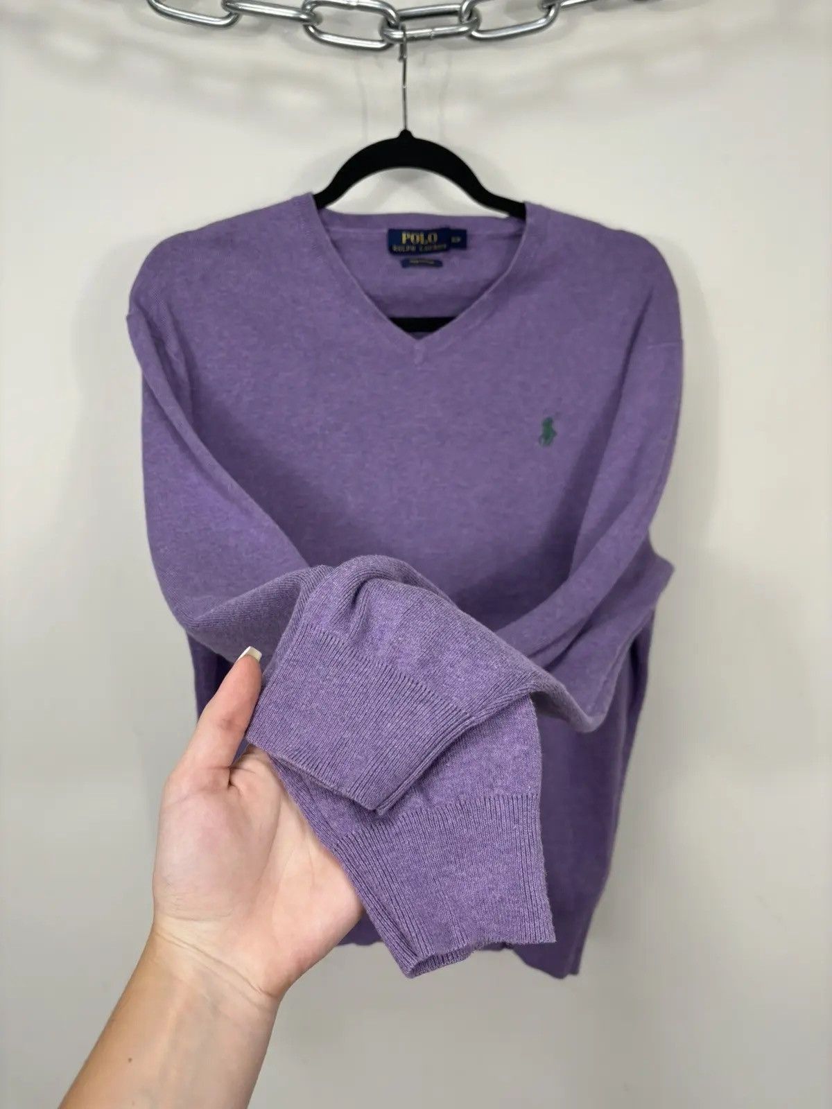 Polo Ralph Lauren × Ralph Lauren × Vintage Vintage Polo Ralph Lauren Men’s Pima Cotton V-Neck Sweater Size US S / EU 44-46 / 1 - 6 Thumbnail