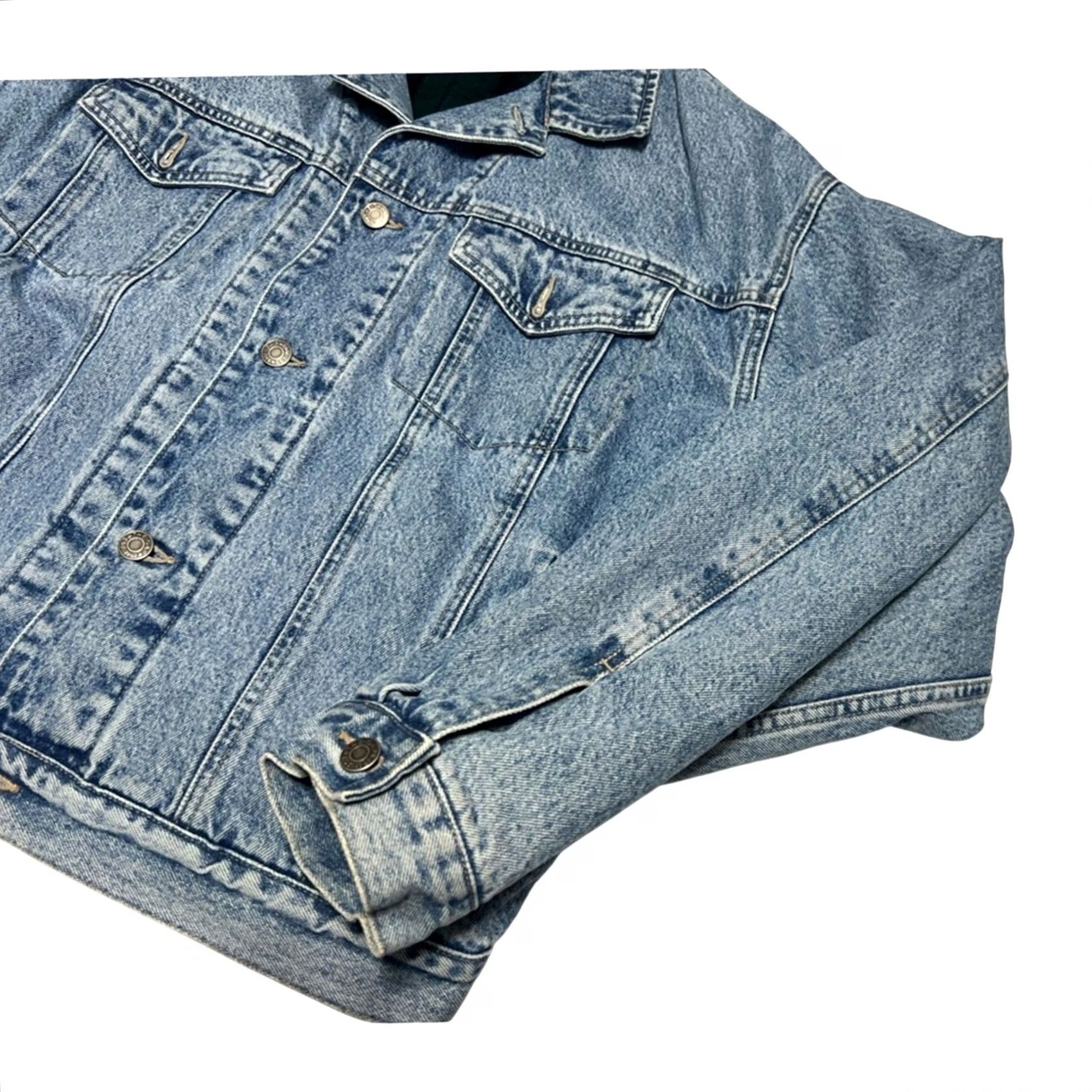 Gap VINTAGE GAP Denim Jean Jacket Bomber Jacket Blue 90s Men L Regular Size Cotton Denim Blanketed Lined Size US 33 - 4 Thumbnail